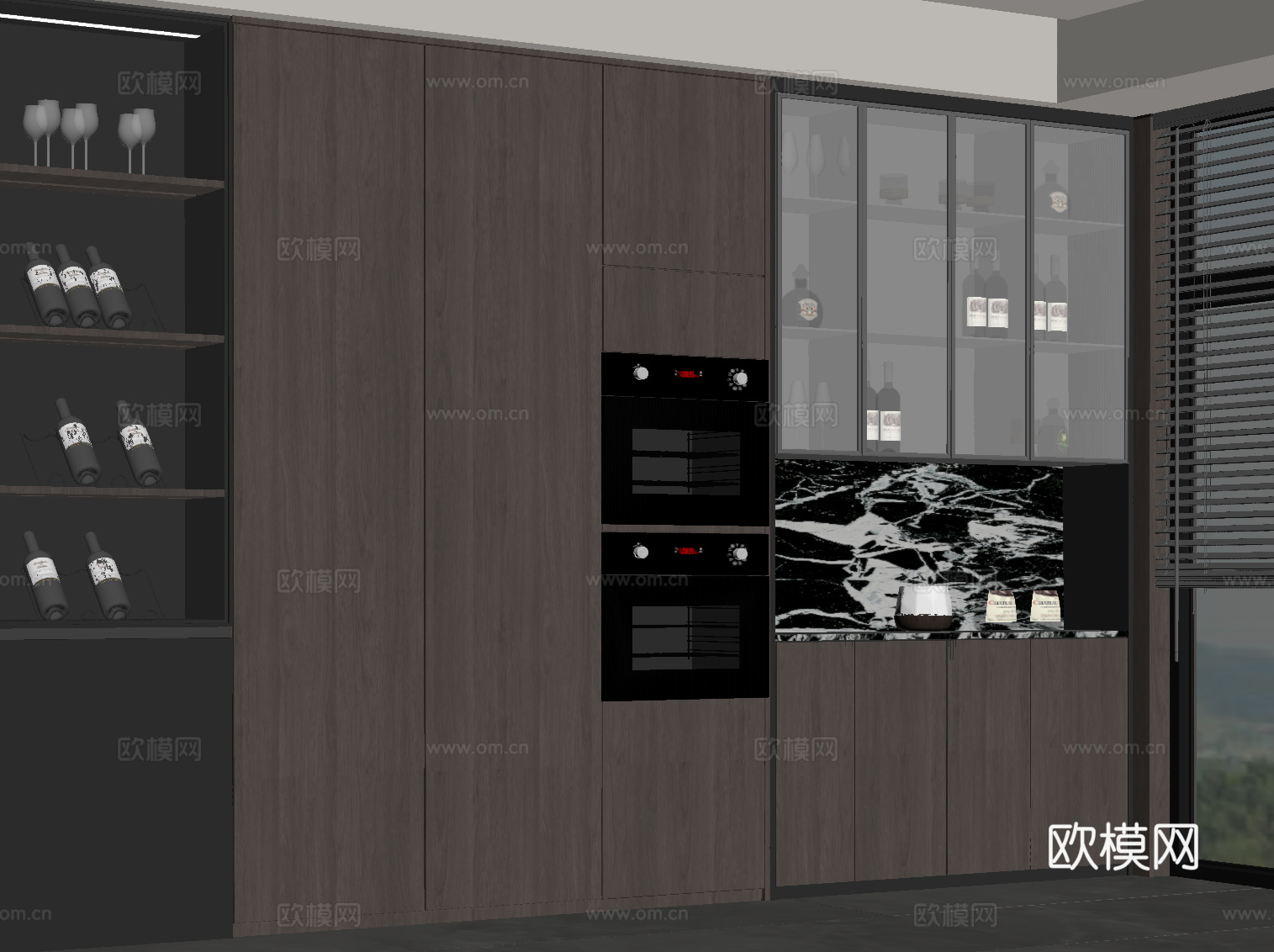 意式酒柜 餐边柜su模型