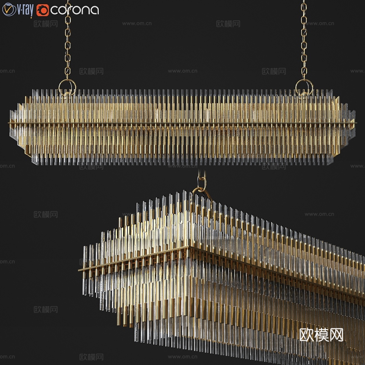 Emile直线吊灯Restoration Hardware3d模型下载