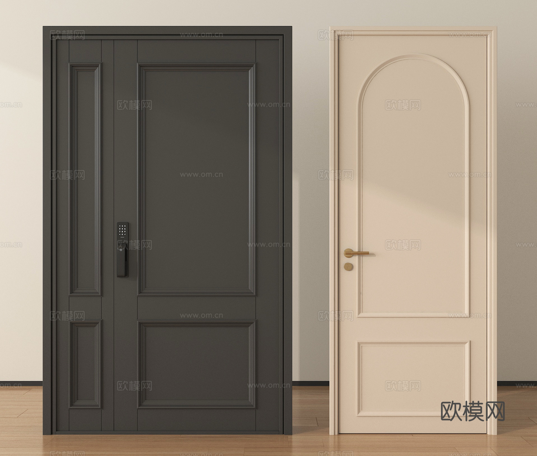 法式单开门 子母门 平开门 卧室门 木门su模型