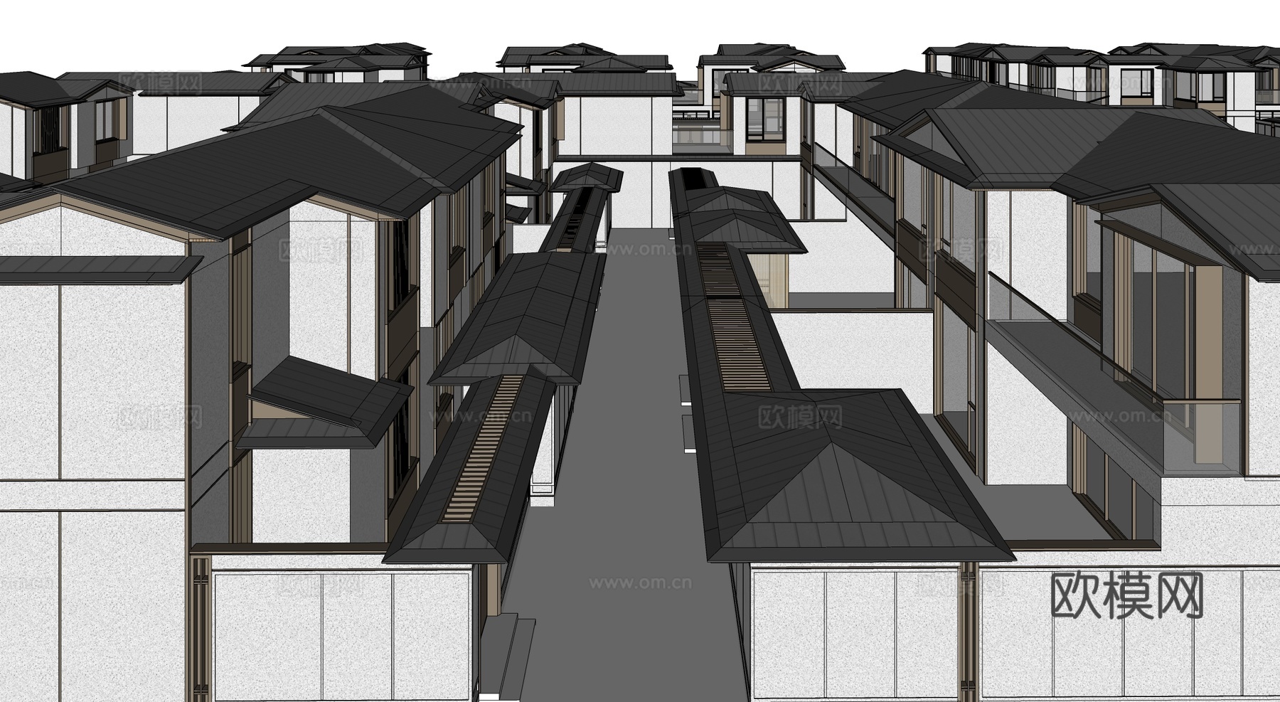新中式别墅 独栋 二层su模型