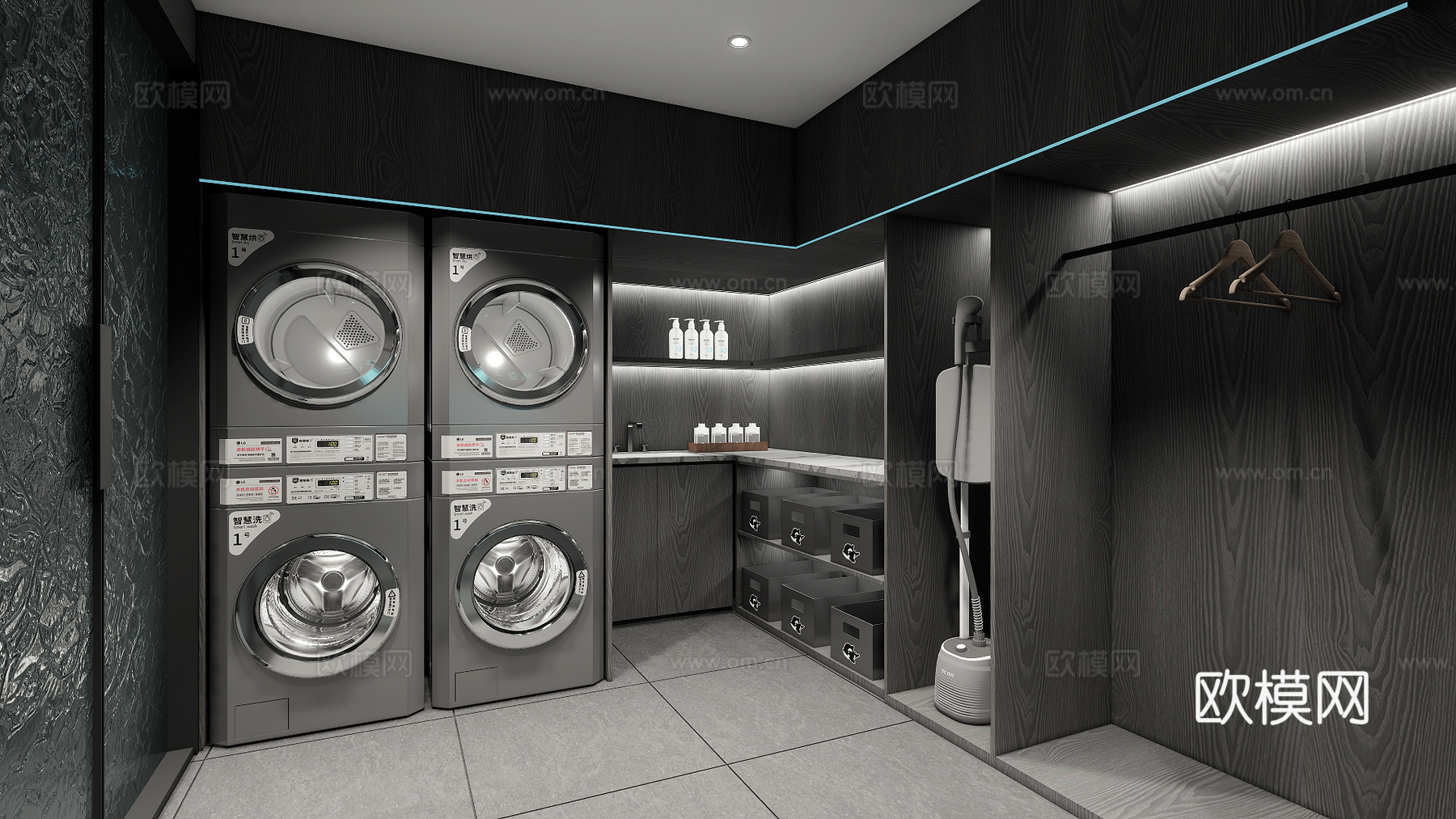 洗衣房设计洗衣房装修酒店洗衣房免费su模型