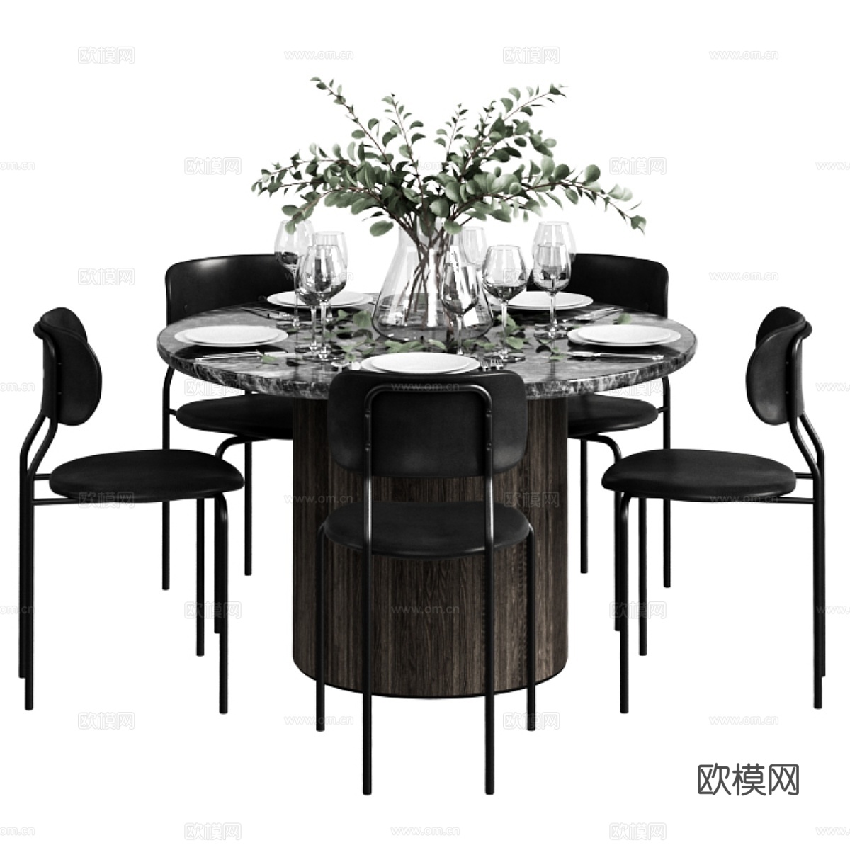 GUBI餐桌套装3d模型下载