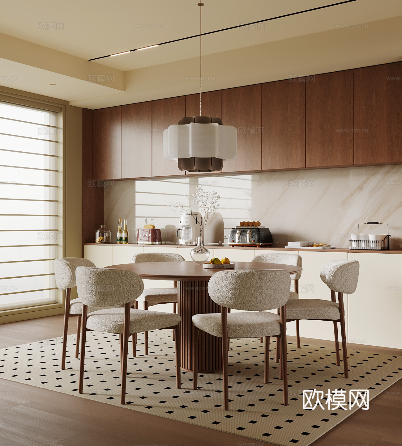 中古风餐厅su模型