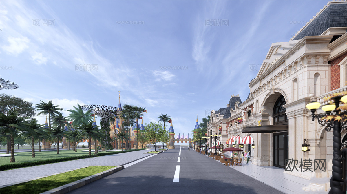 欧式迪士尼游乐园 游乐城su模型