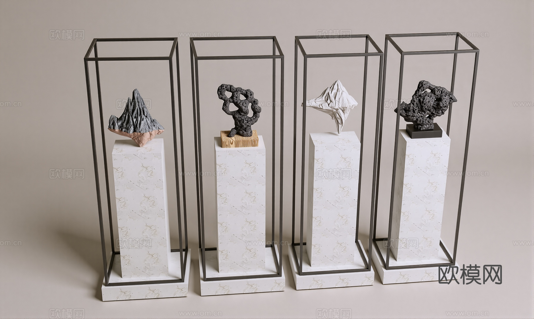 新中式雕塑 太湖石 饰品摆件su模型