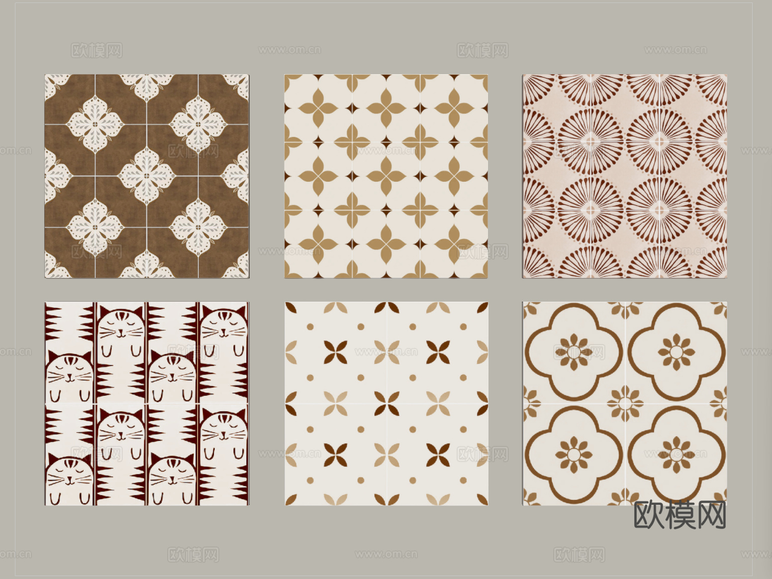 中古复古砖花砖 地砖 仿古砖su模型