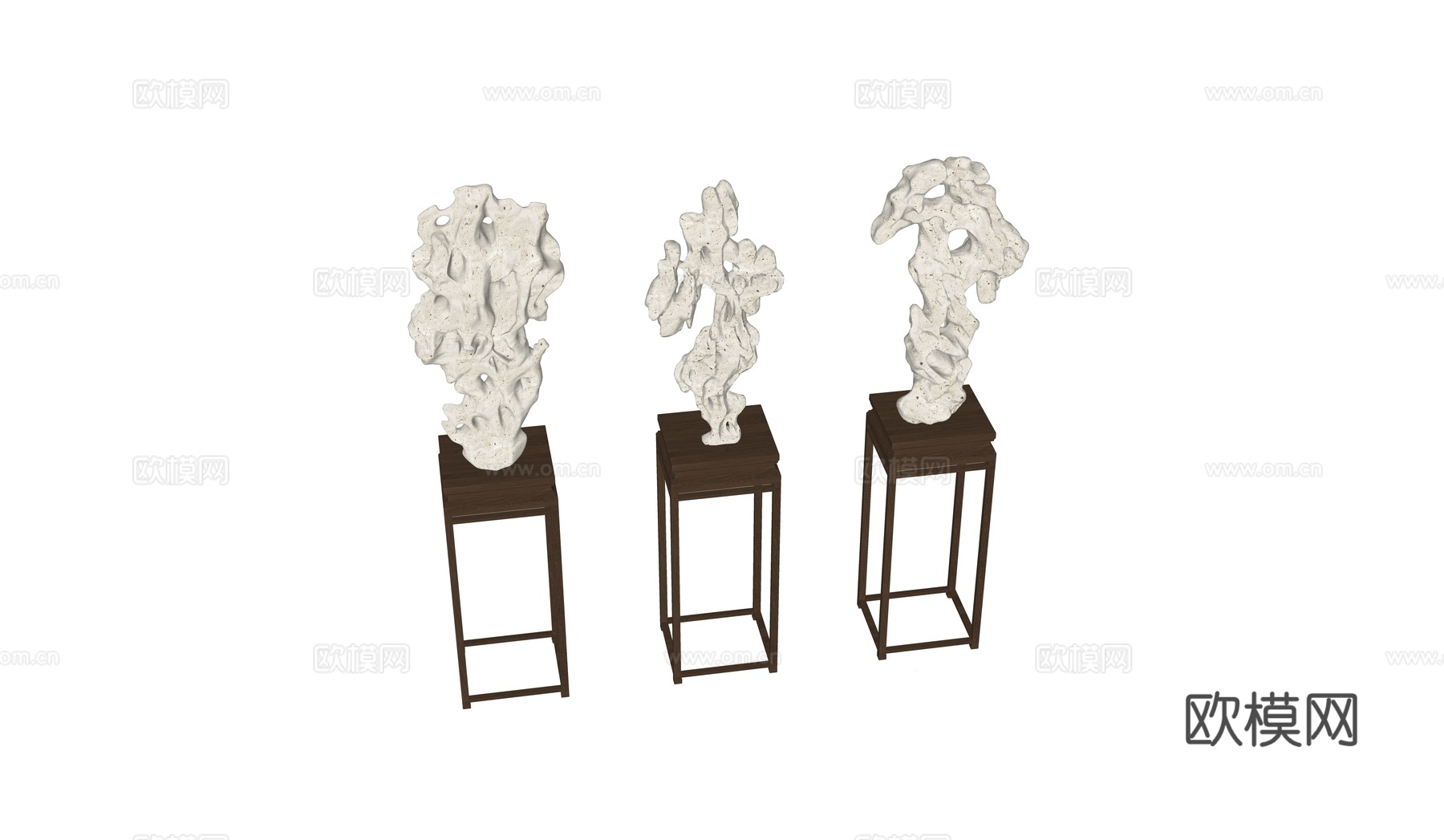 新中式太湖石雕塑su模型