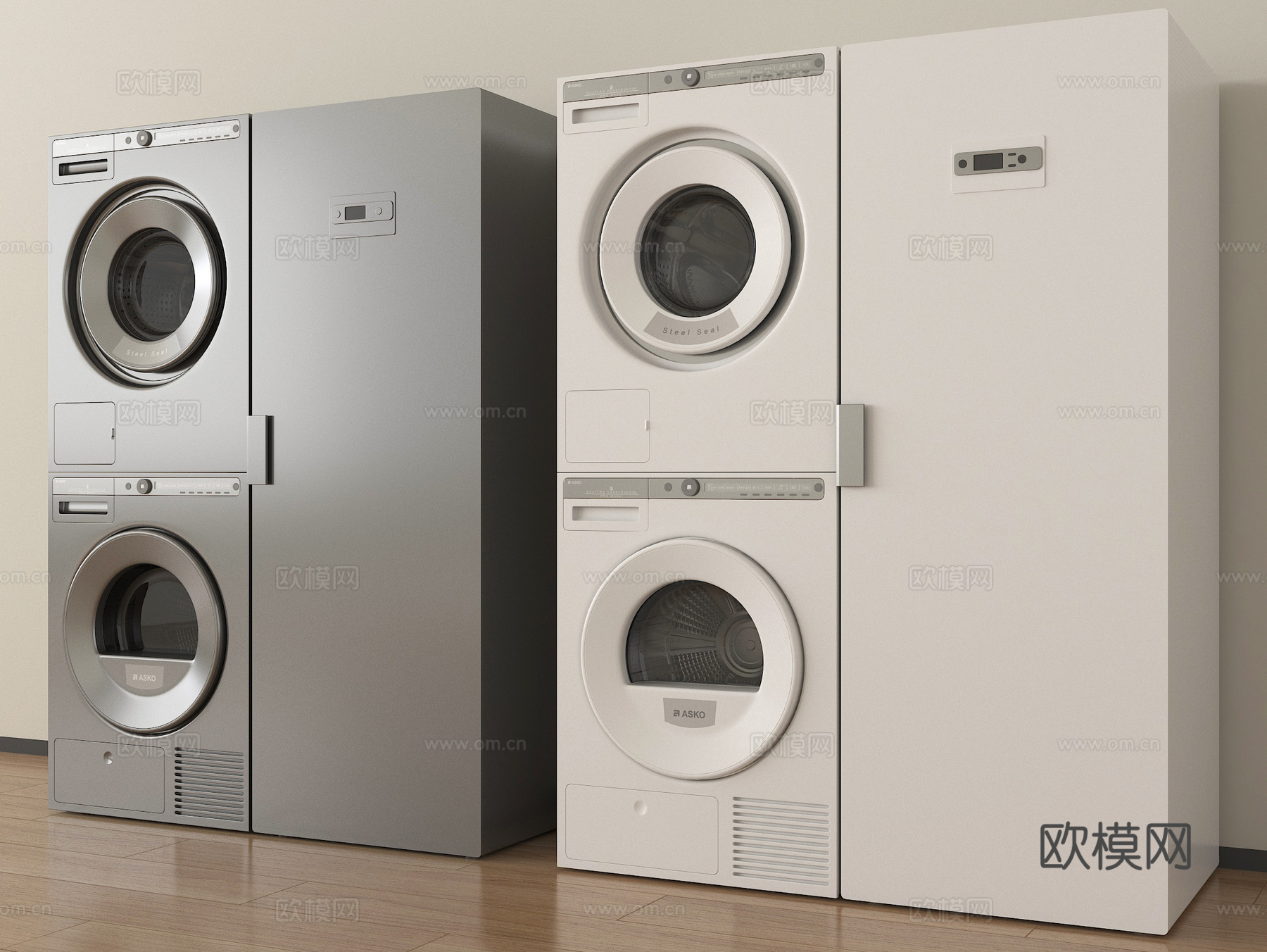 现代洗衣机 洗衣机烘干机su模型