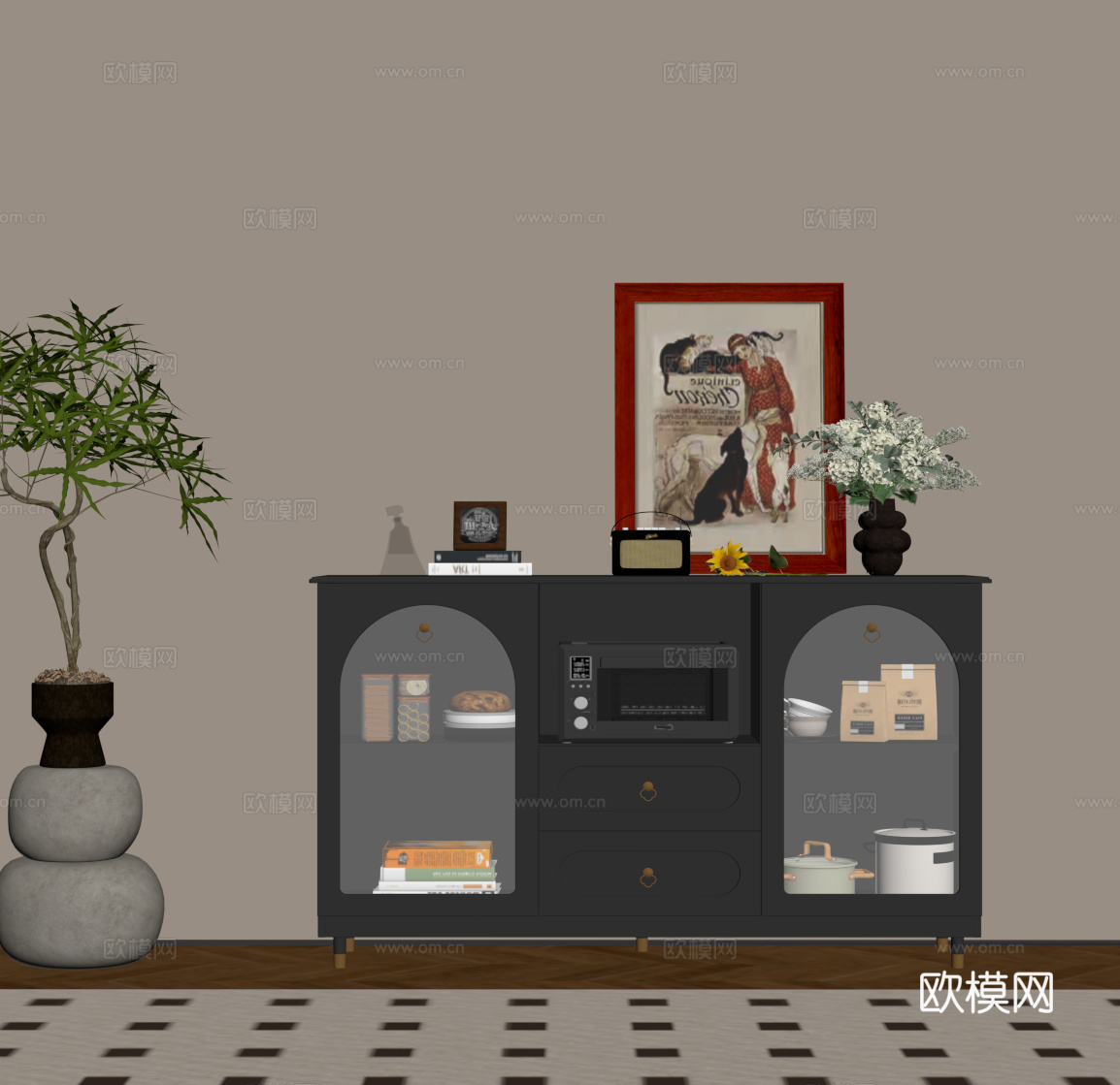 法式复古风玄关柜 边柜 端景柜su模型