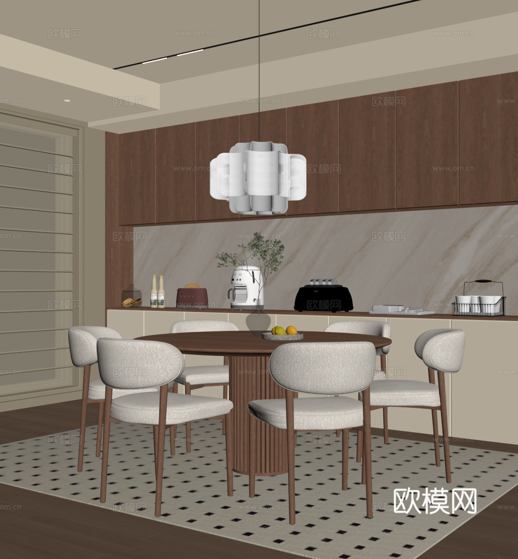 中古风餐厅su模型