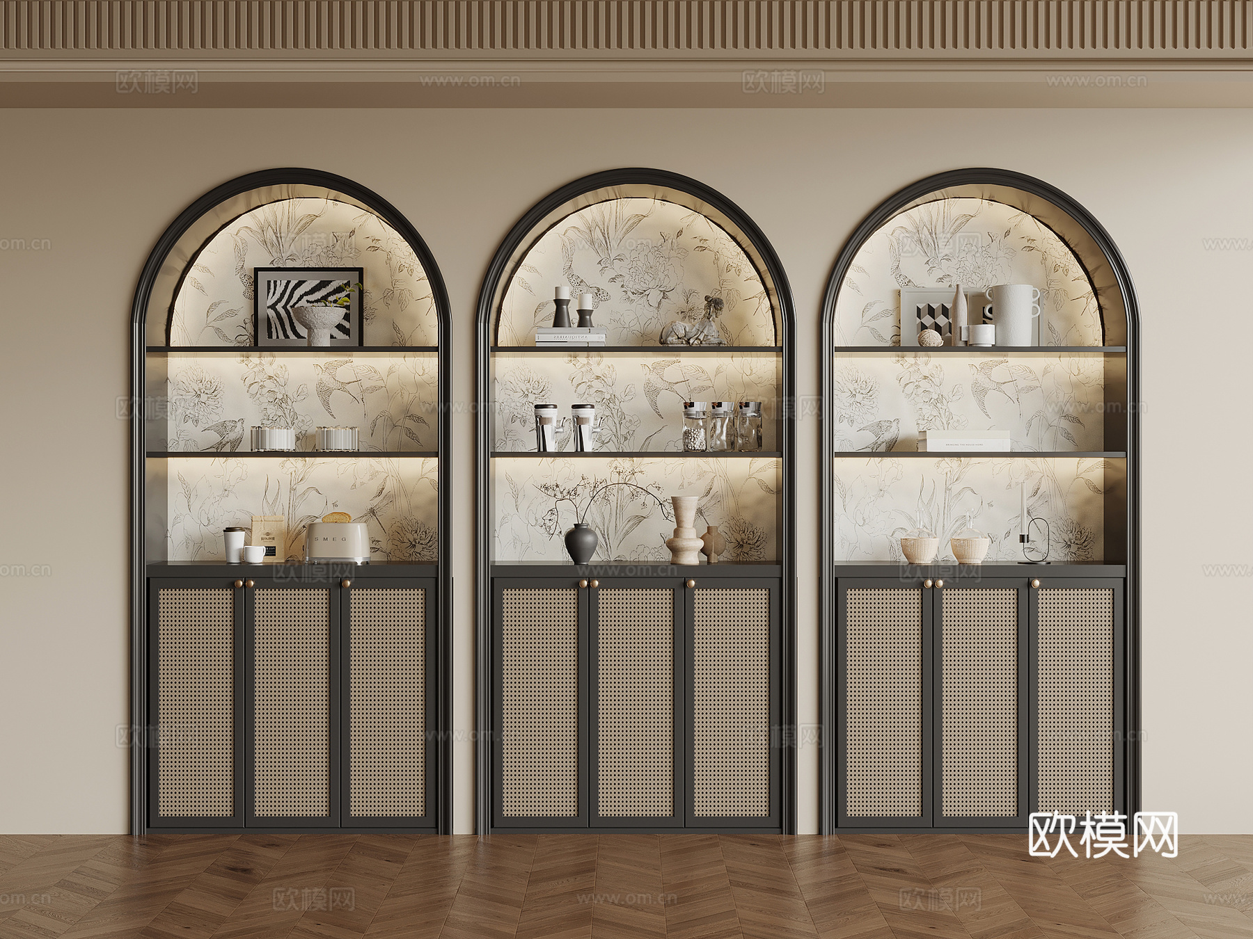 法式复古风书柜su模型