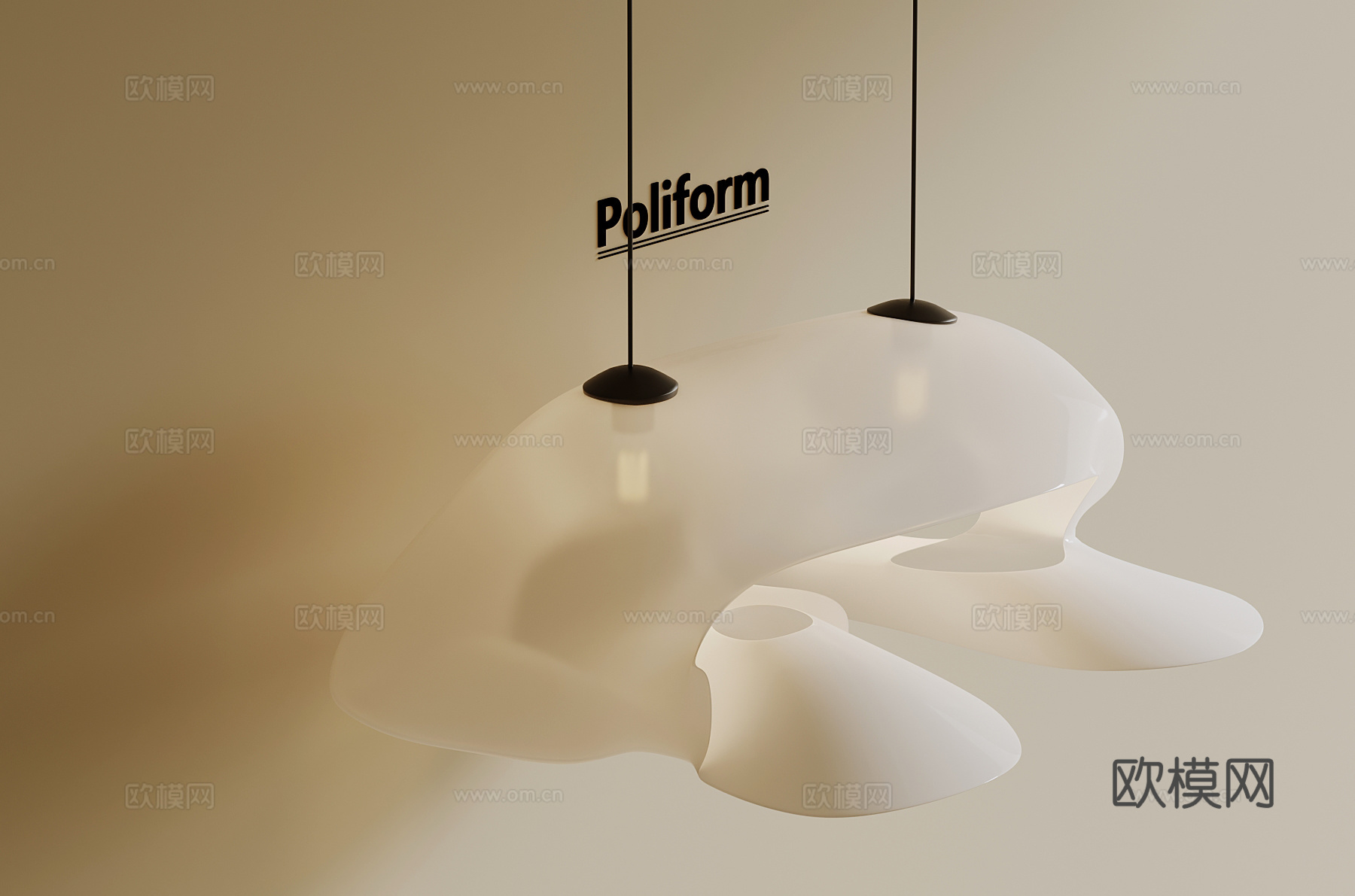 现代奶油风吊灯su模型