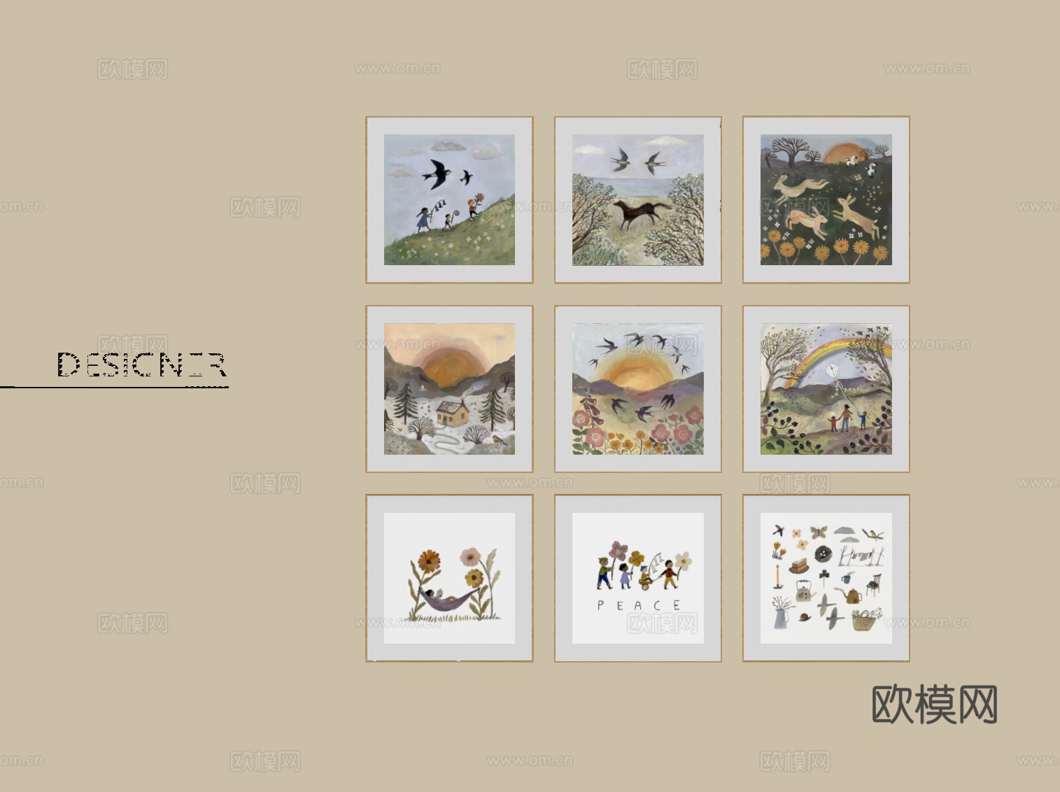 现代挂画 客厅装饰画su模型