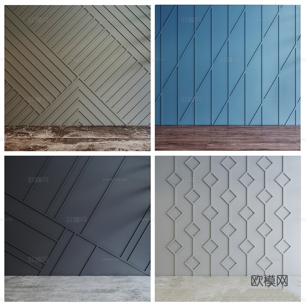 现代抽象壁板3d模型下载