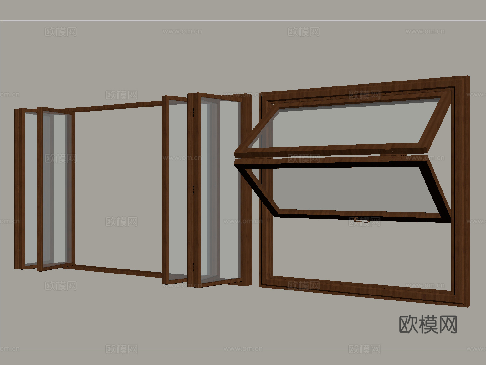 现代折叠窗 上下折叠窗 窗户 门面门头su模型