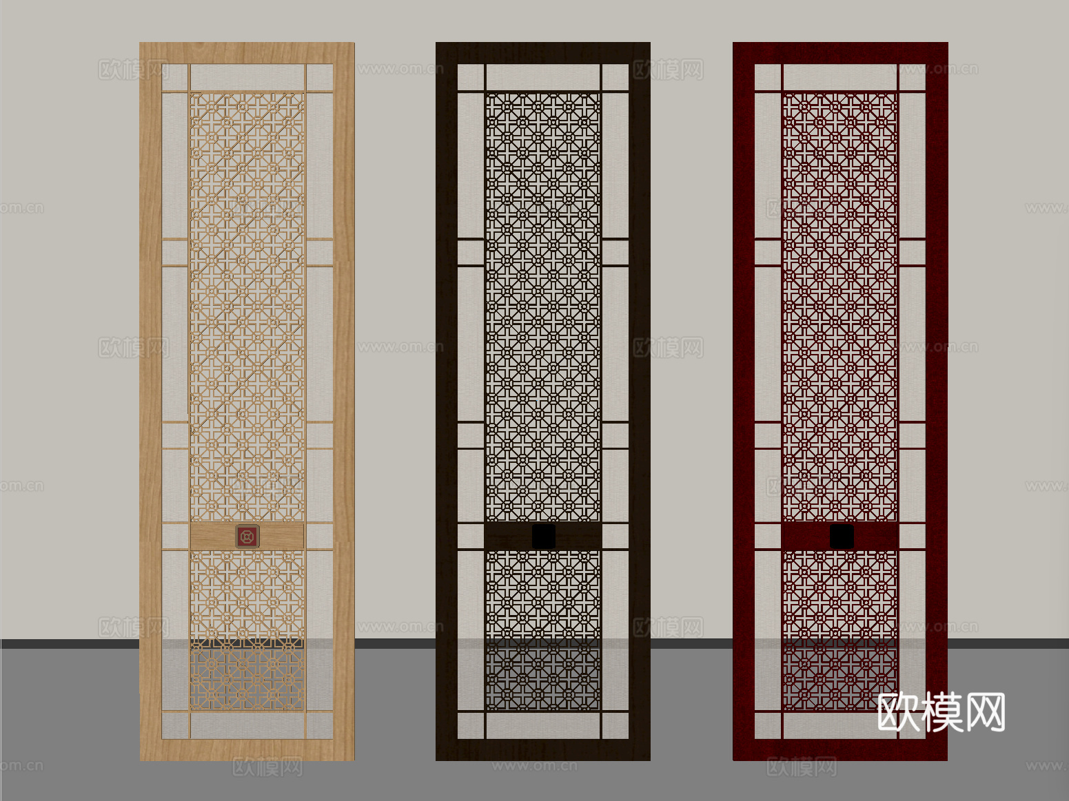 新中式屏风隔断 花格屏风 隔断su模型
