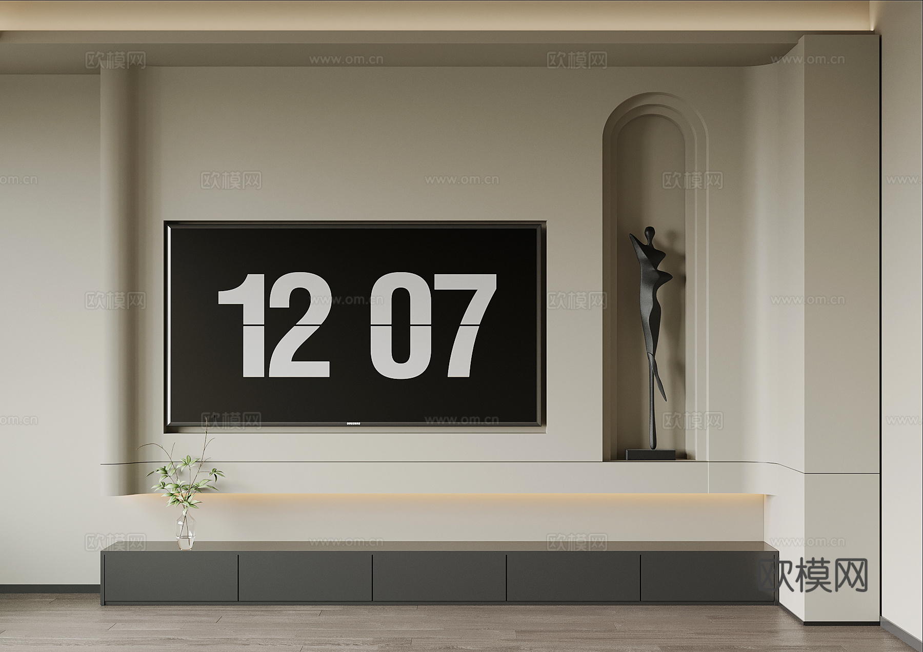 现代背景墙 电视背景墙su模型