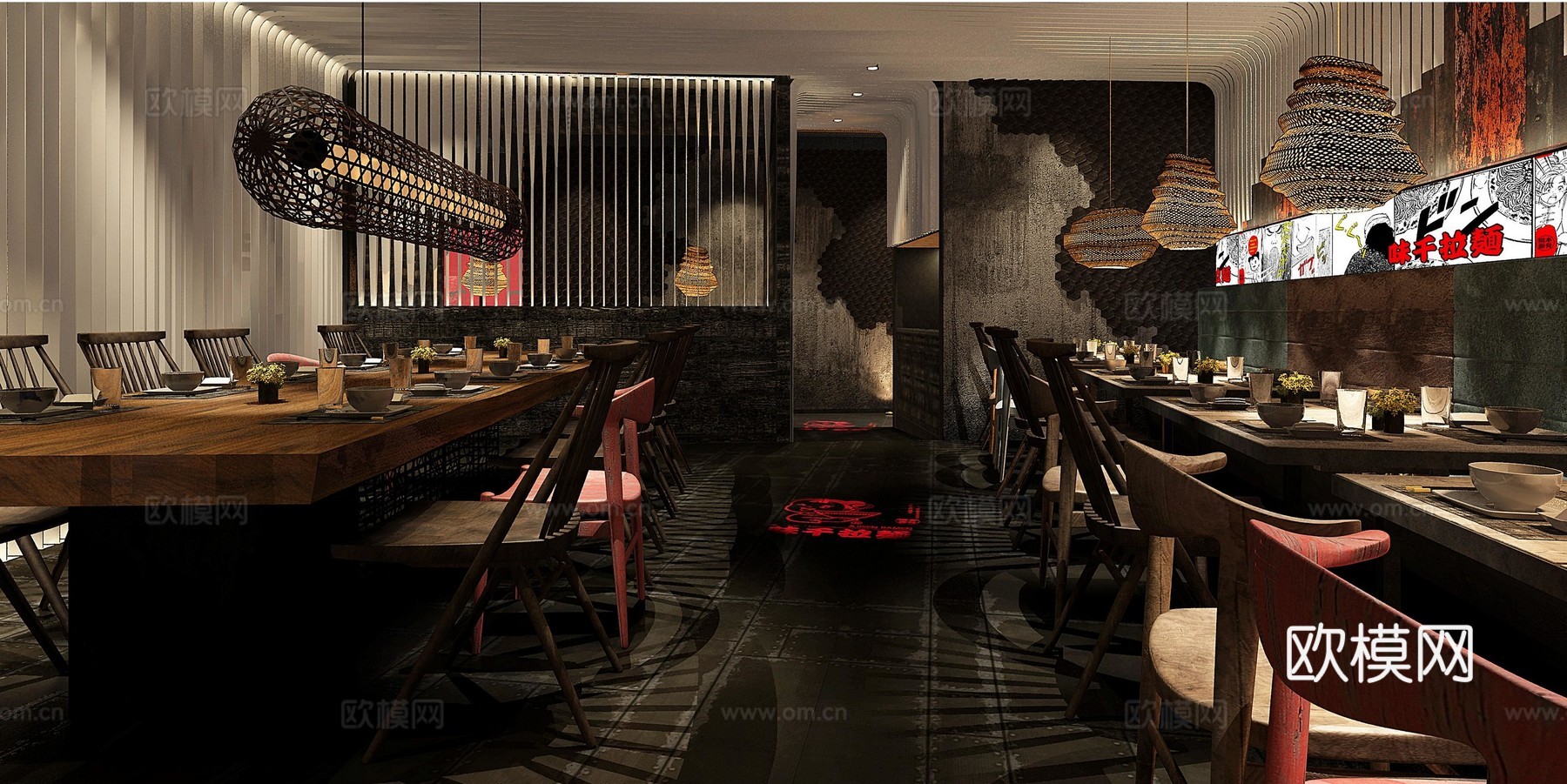 面馆  最新全套施工图 效果图合集cad施工图