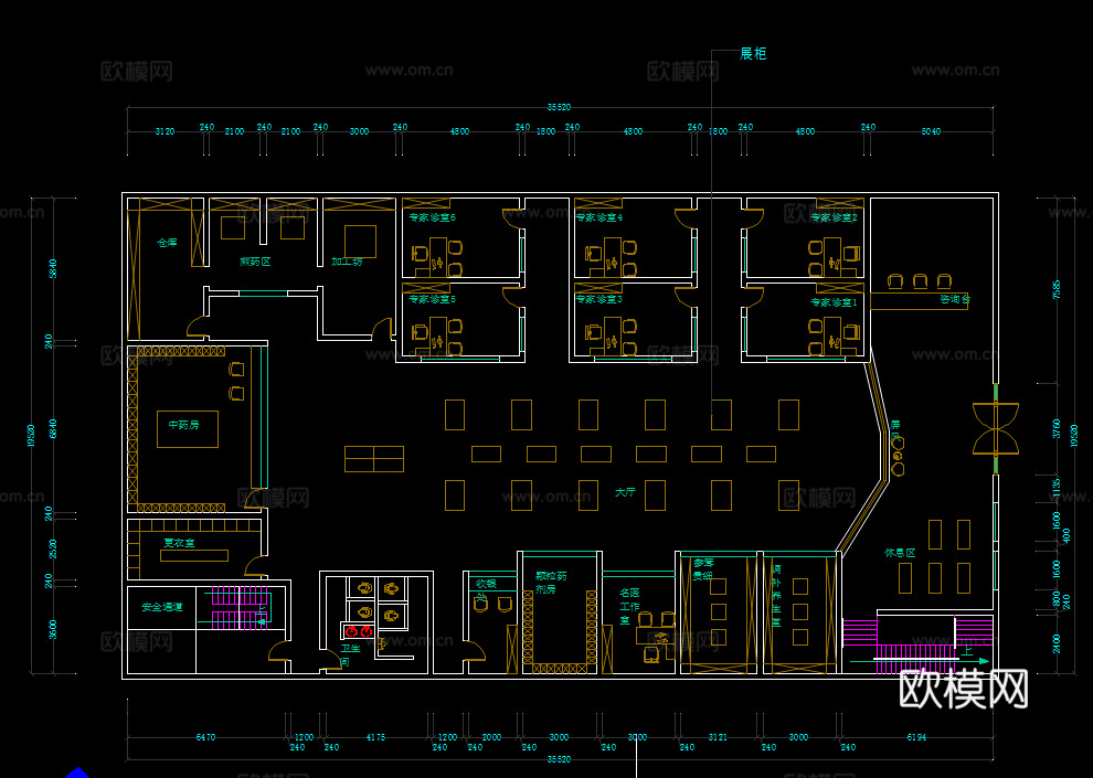 10套中医馆平面设计方案cad施工图