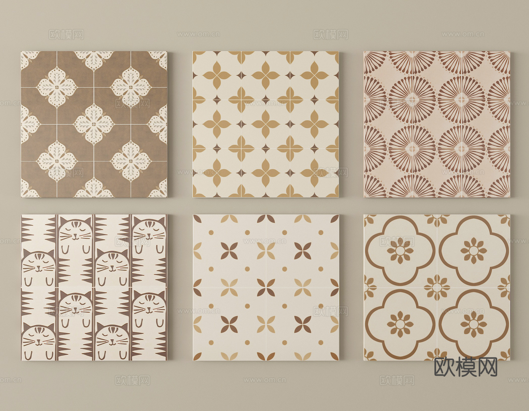 中古复古砖花砖 地砖 仿古砖su模型