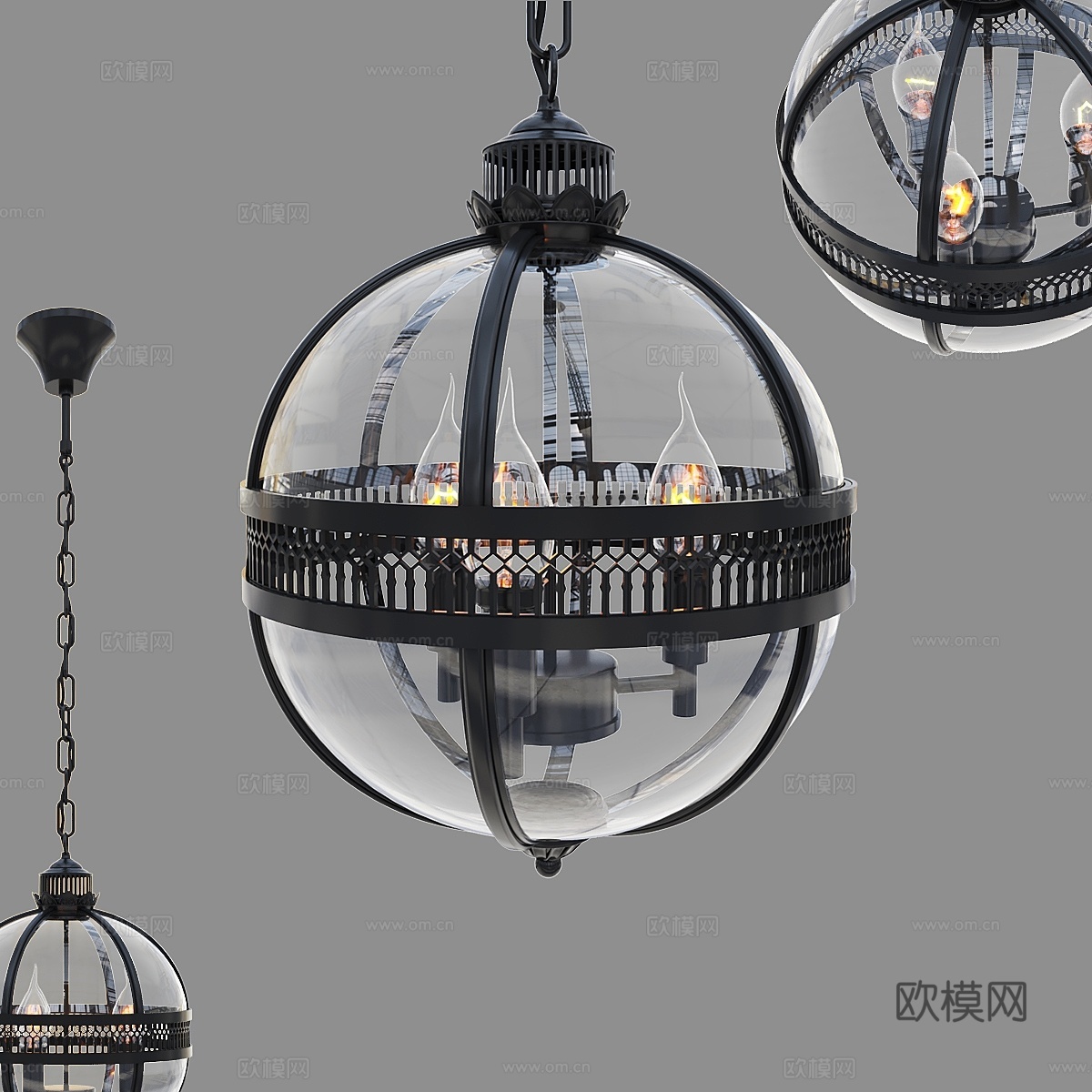 Umeiluce球形黑灯 住宅灯笼 LOFT3043d模型下载