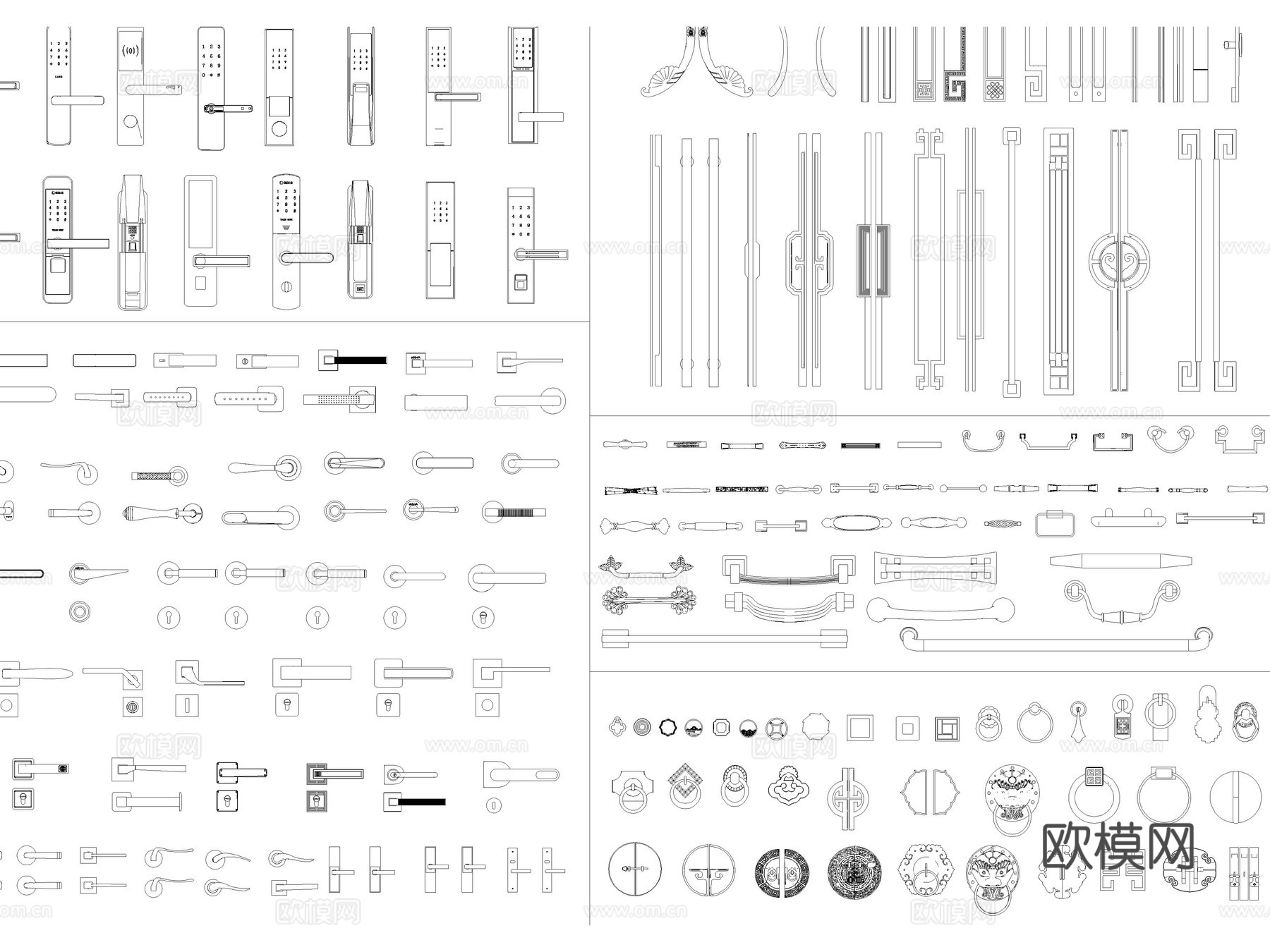 2026年最新门把手防盗门把手电子锁房门锁CAD图库cad施工图