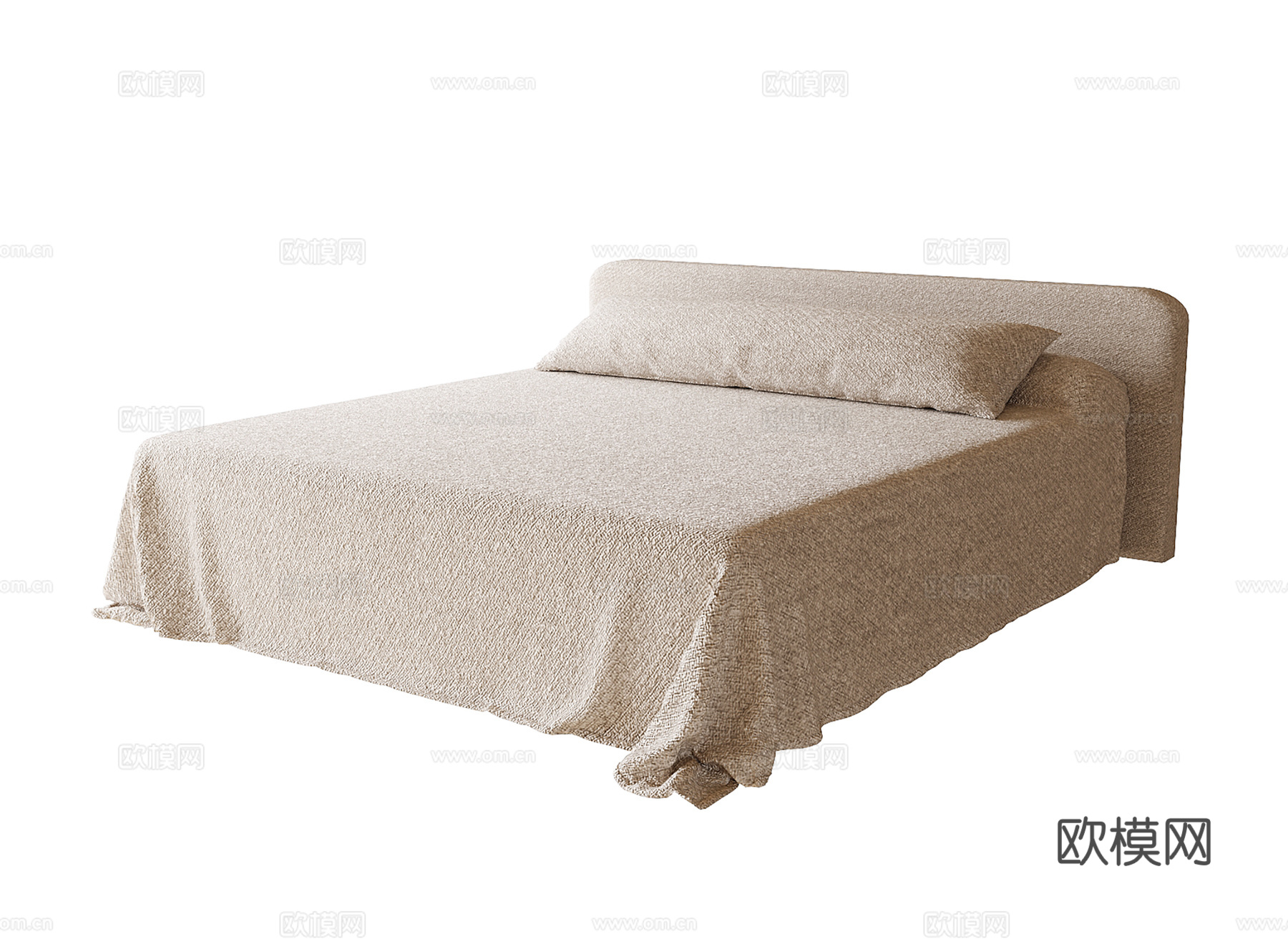 现代双人床su模型