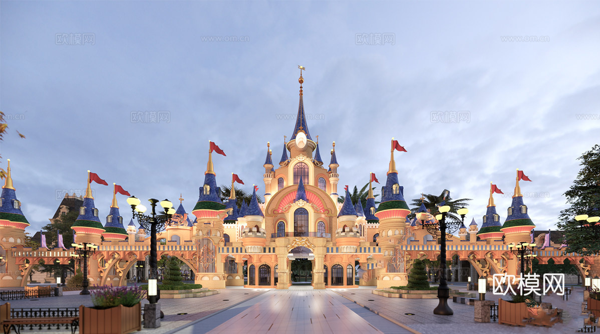 欧式迪士尼游乐园 游乐城su模型