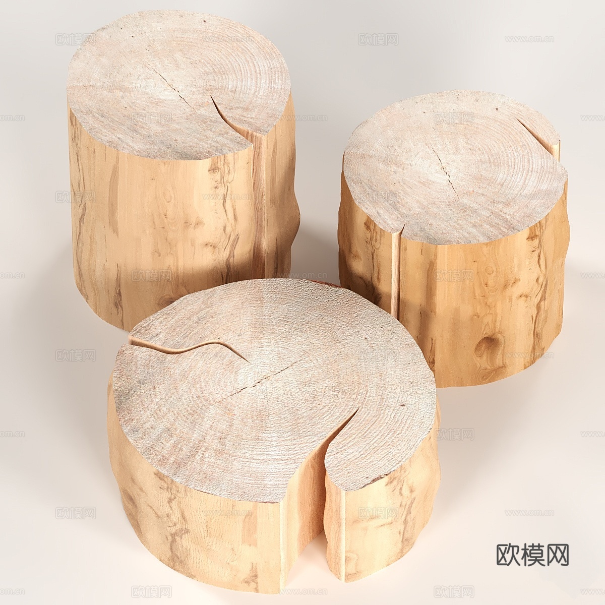 3张树桩咖啡桌3d模型下载
