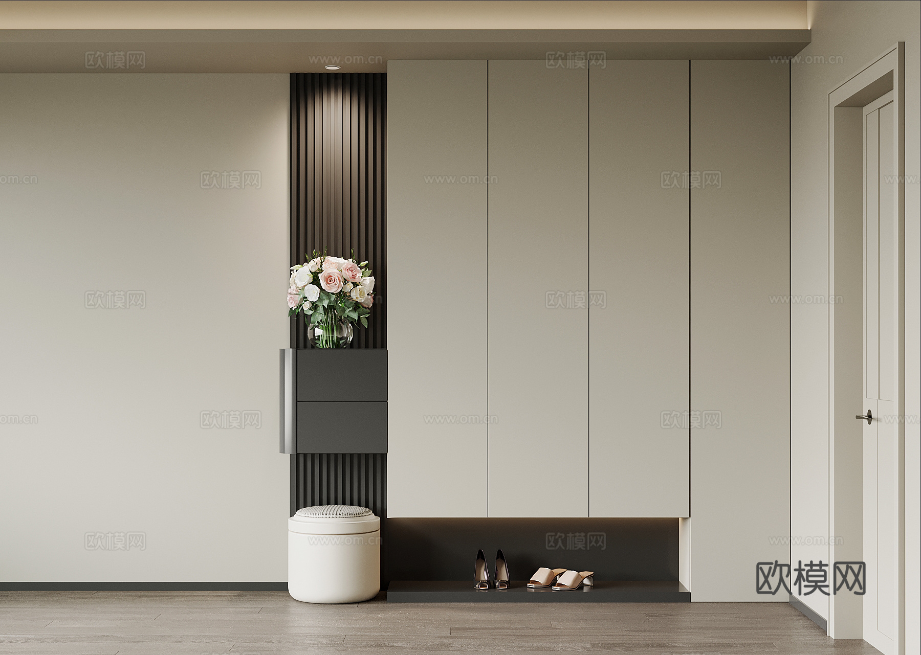现代鞋柜 入户玄关柜su模型