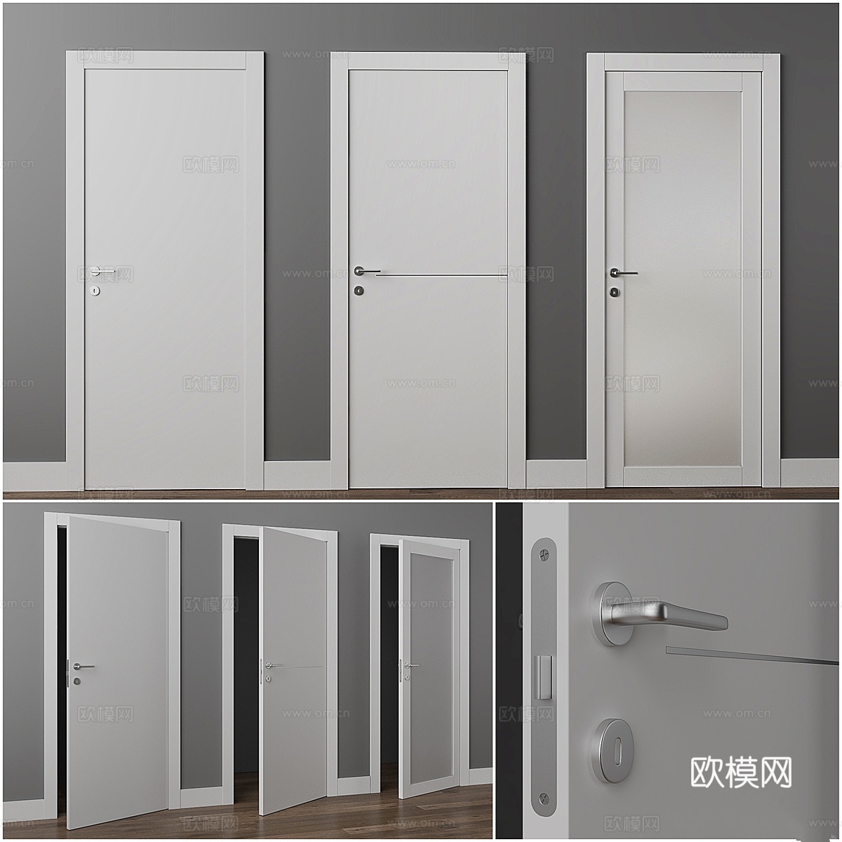 联合阿尔法烤漆门3d模型下载