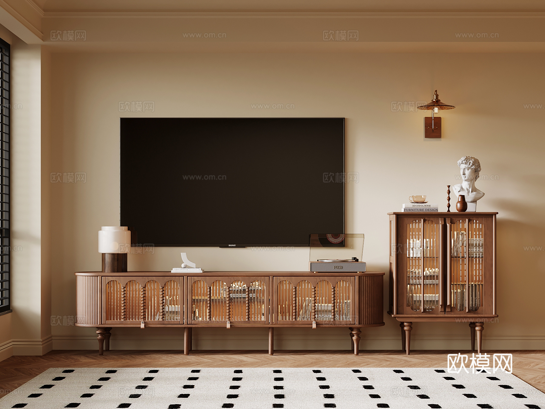 法式复古风电视柜 边柜su模型