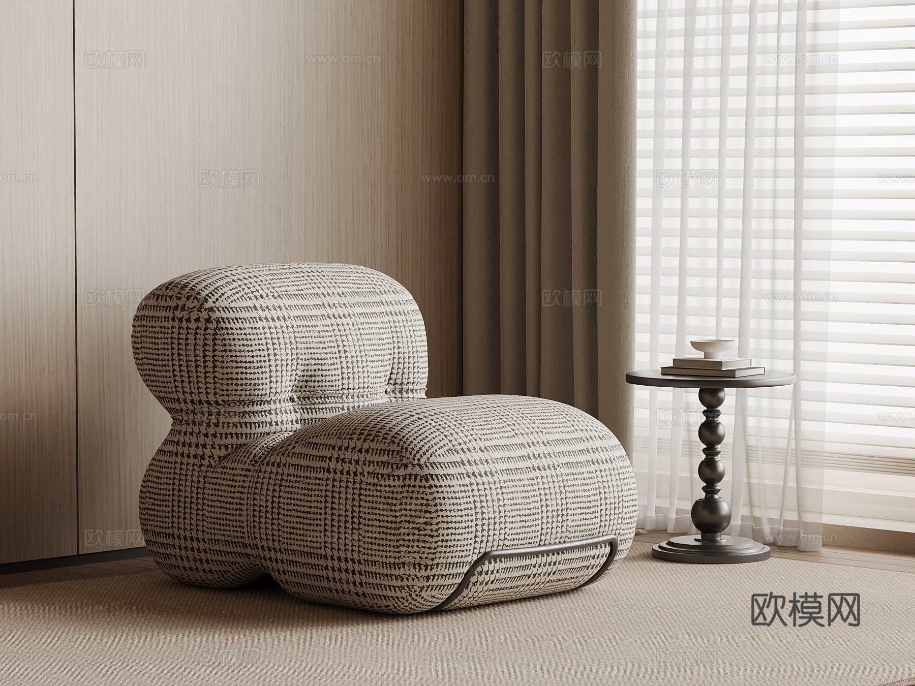 现代懒人沙发 布艺沙发椅su模型