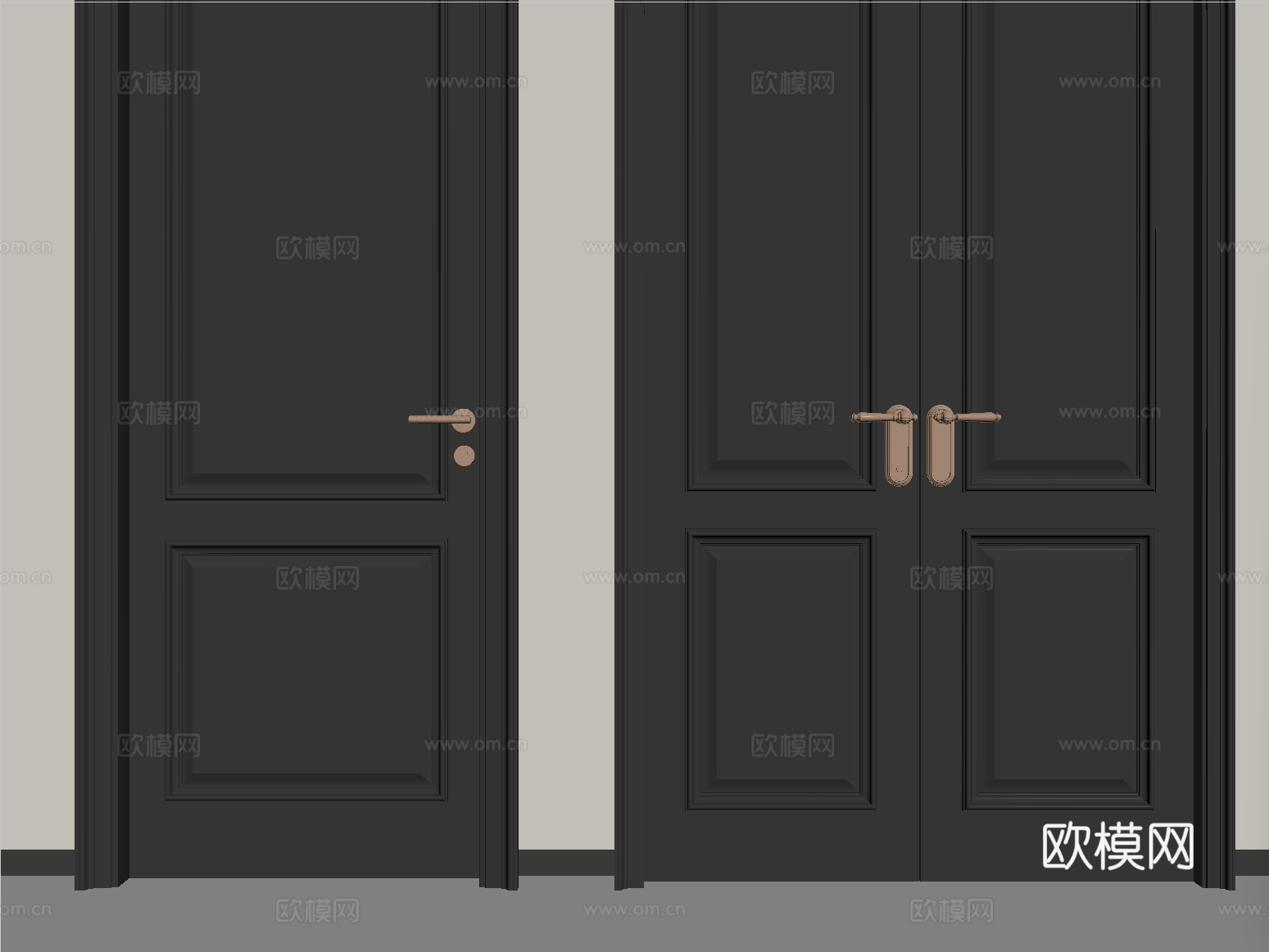 法式单开门 双开门 卧室门 平开门su模型