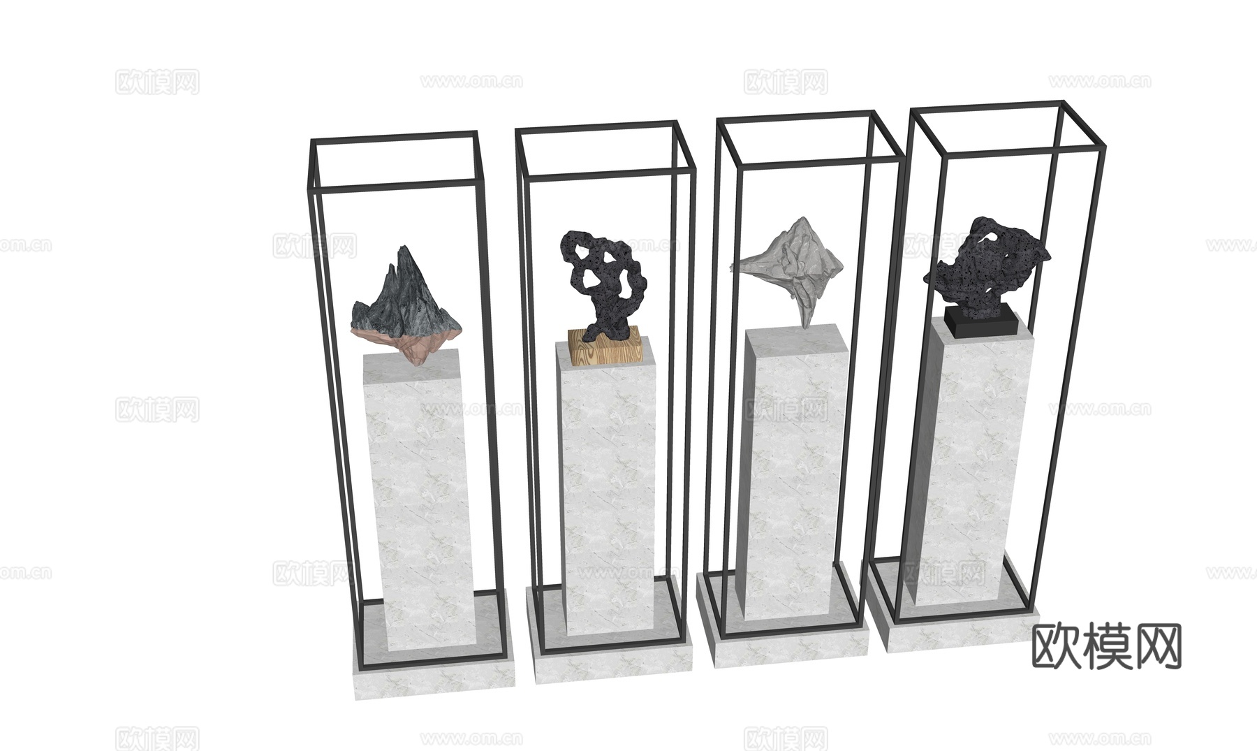 新中式雕塑 太湖石 饰品摆件su模型