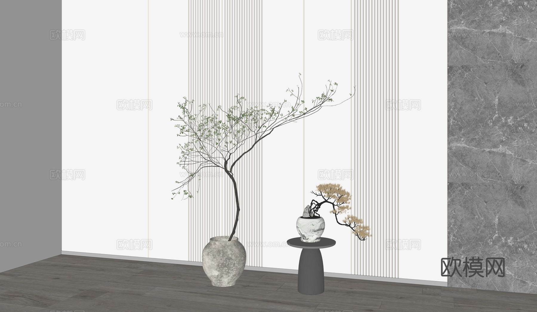 新中式盆栽su模型