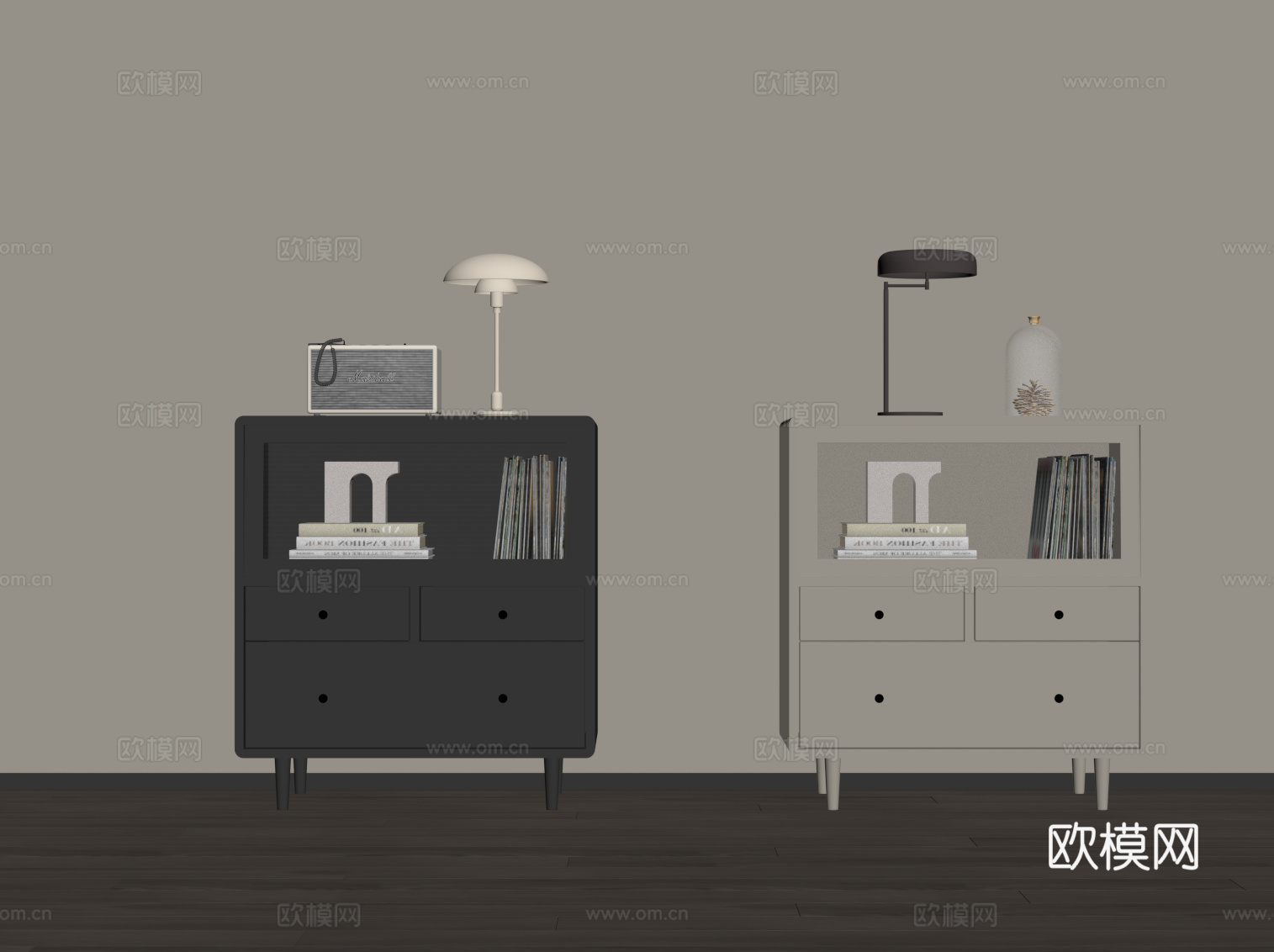 现代储物柜 矮柜 边柜su模型