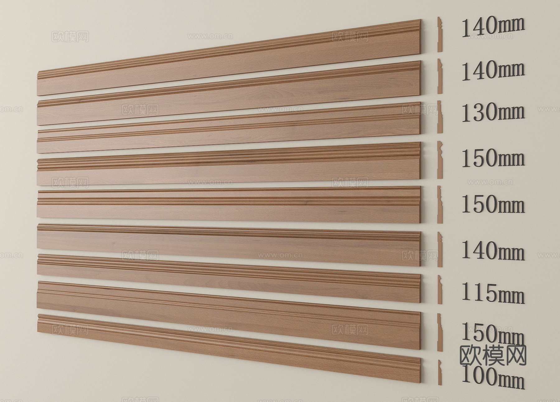 现代踢脚线 实木踢脚线 腰线su模型su模型