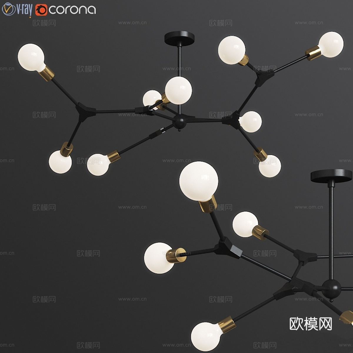 DNA螺旋结构吊灯3d模型下载