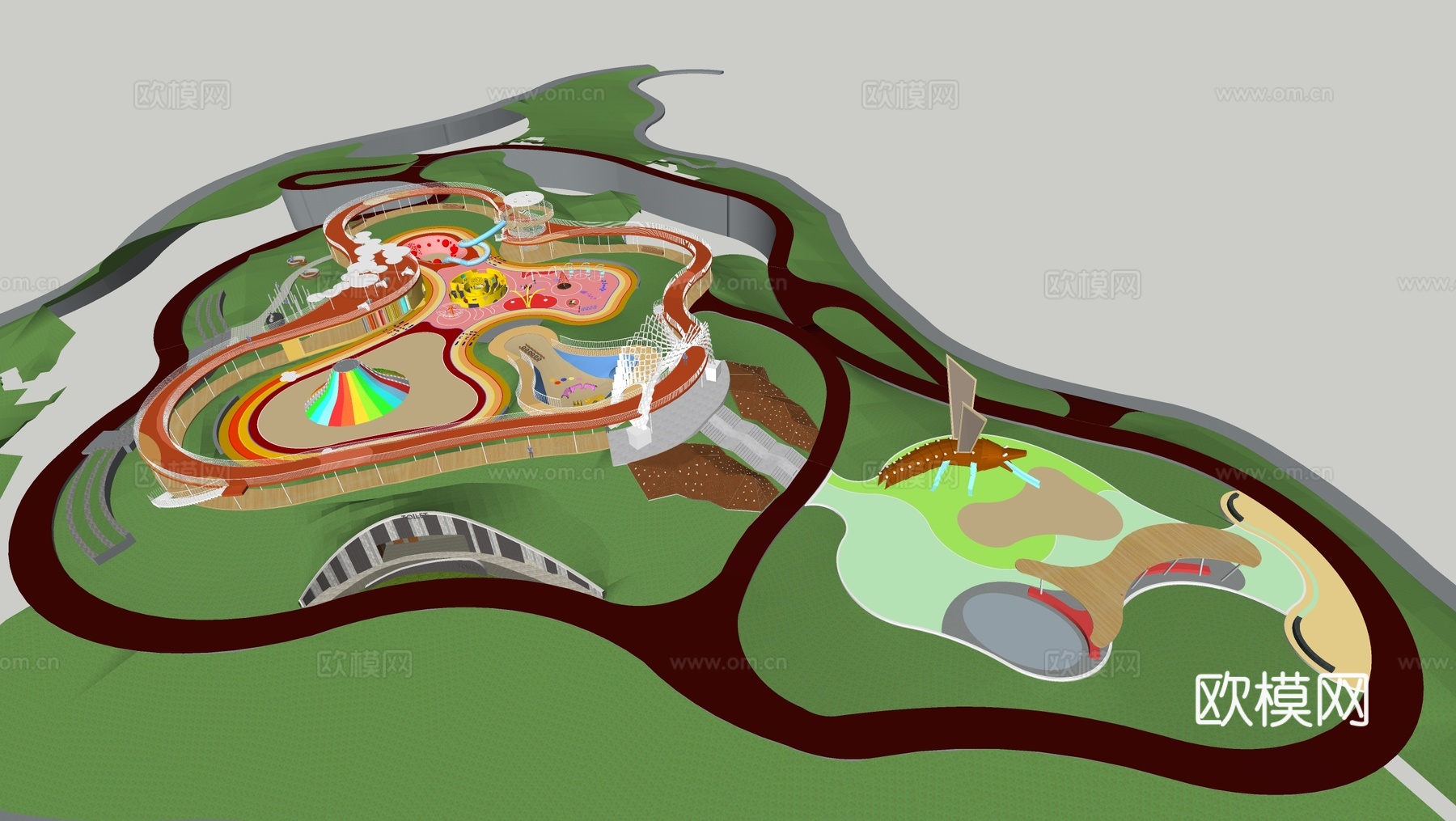 现代儿童乐园 儿童活动场地su模型