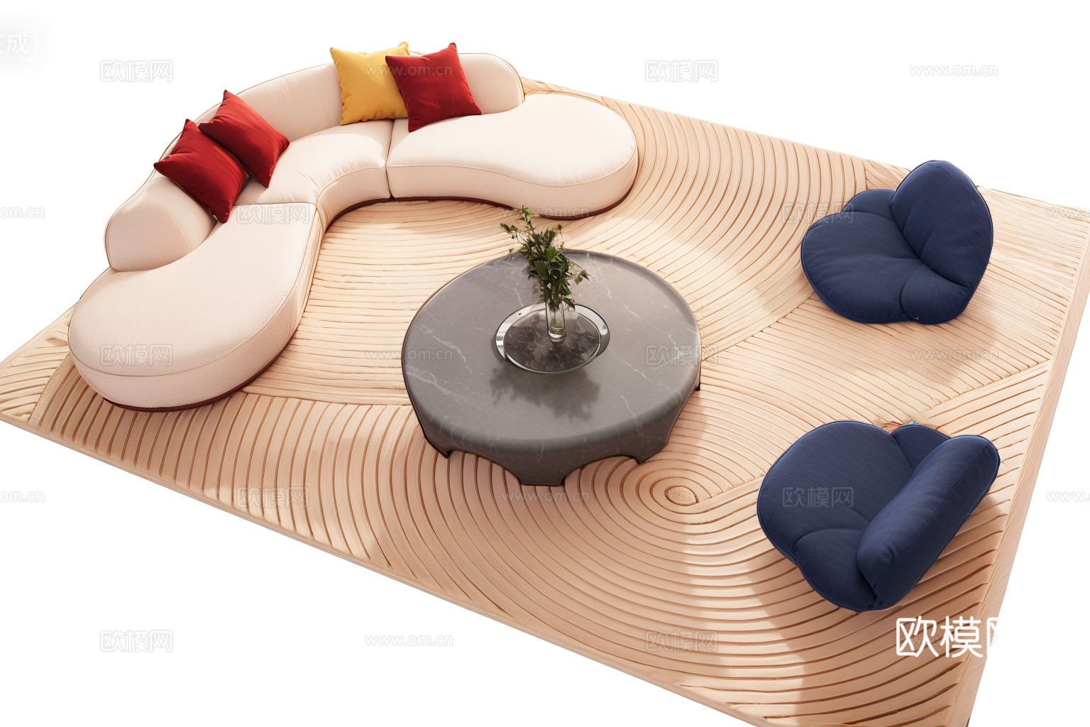 沙发茶几su模型下载（渲染图1）