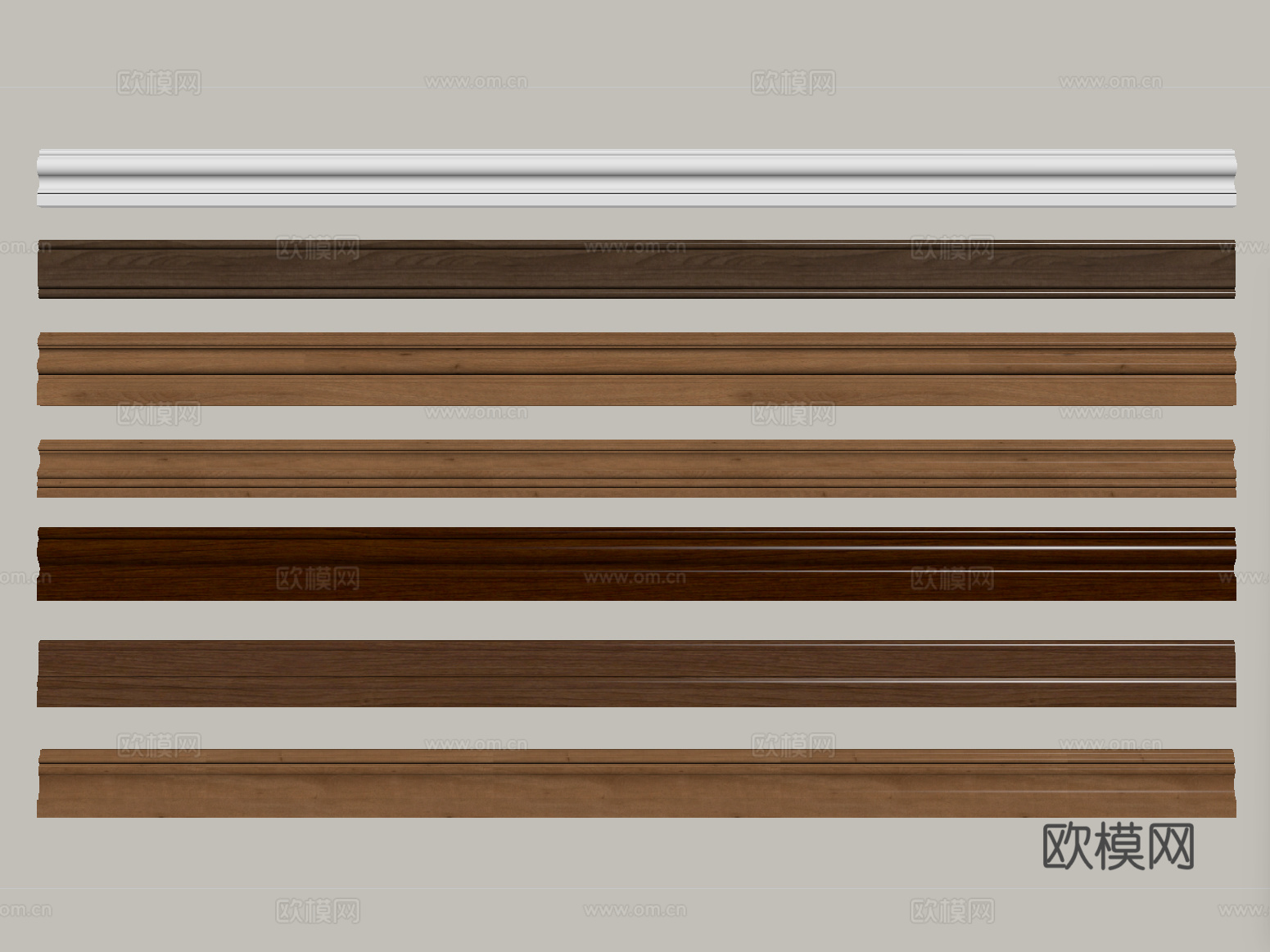 现代踢脚线 实木踢脚线su模型