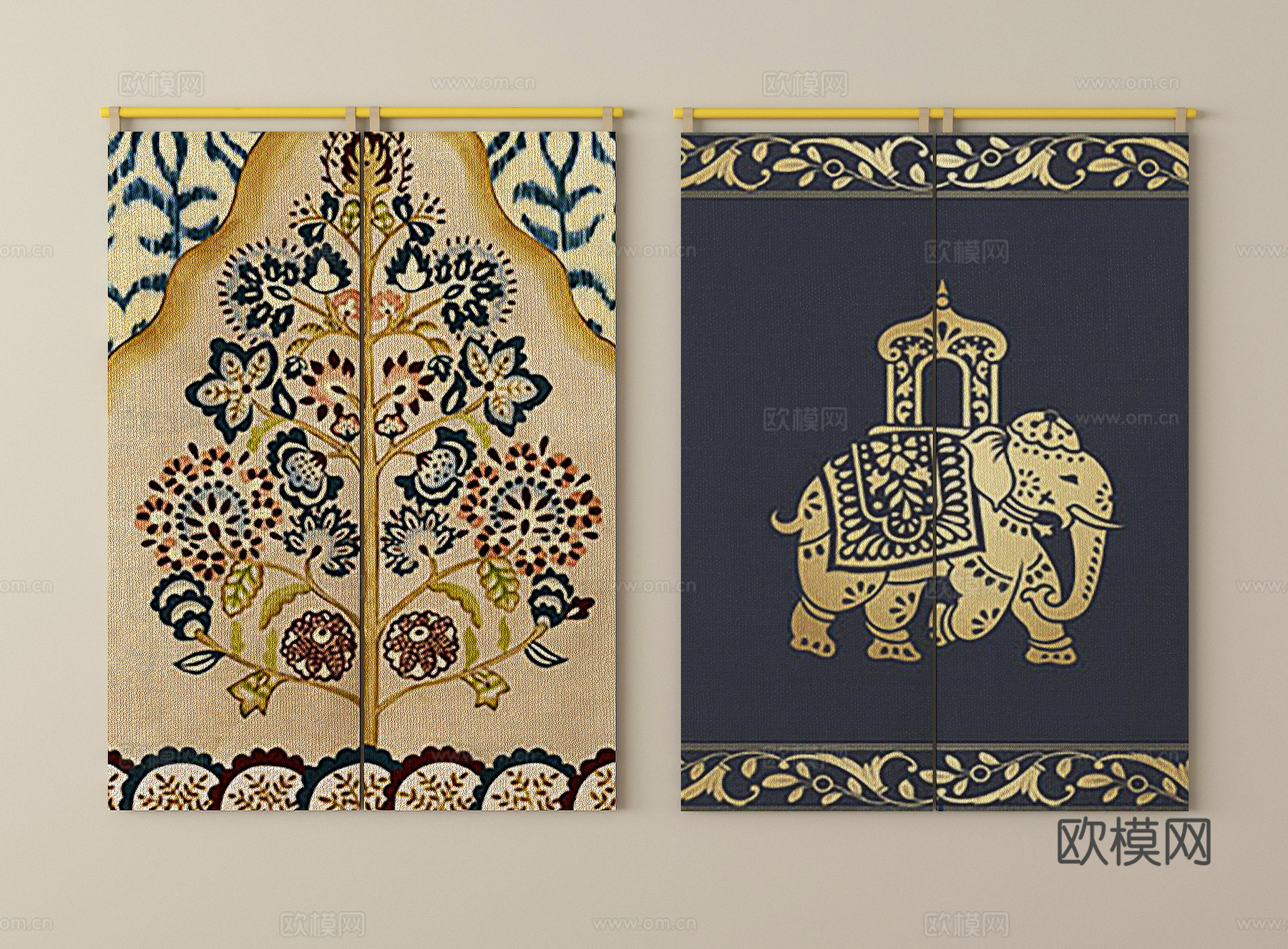 现代窗帘 门帘 布帘su模型