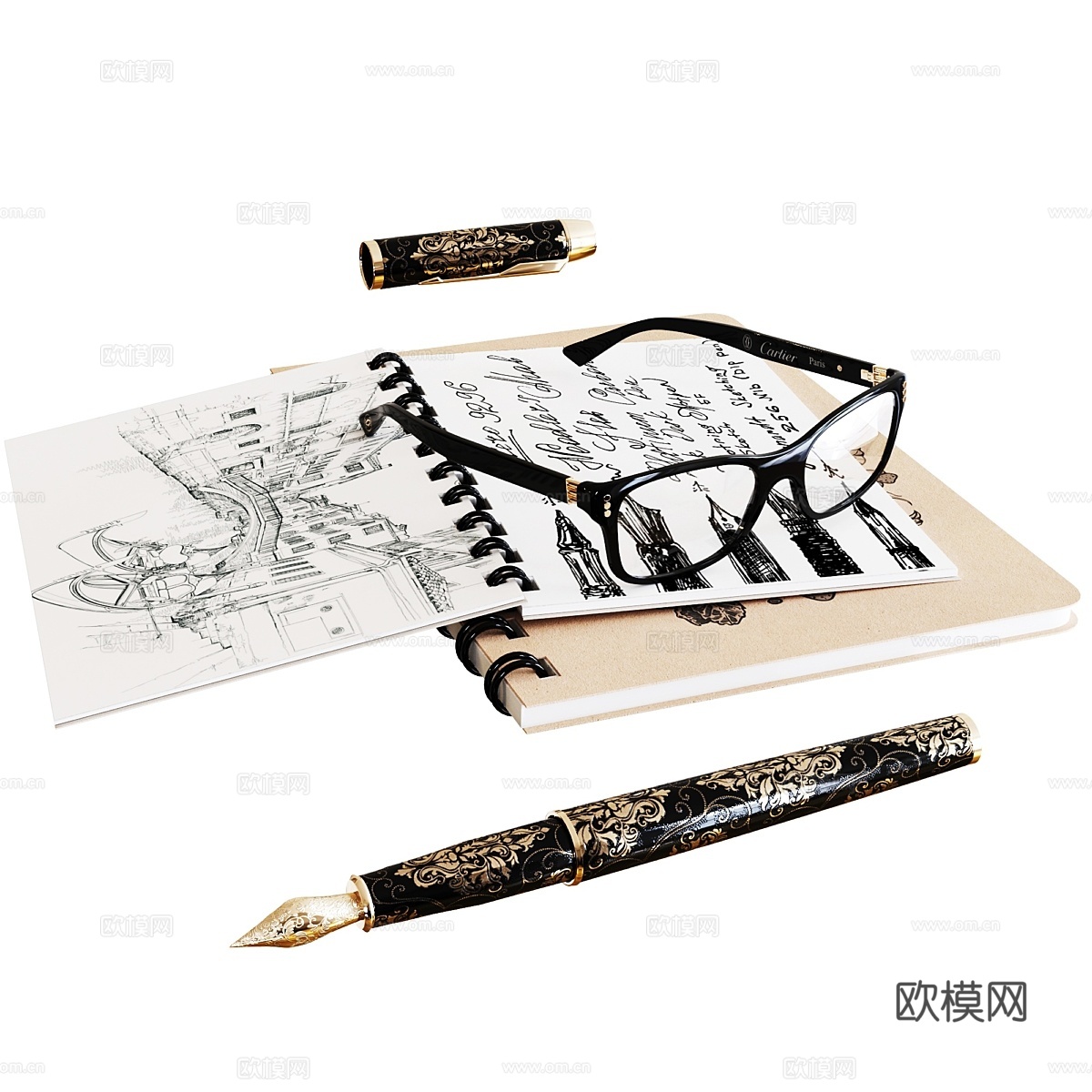 卡地亚眼镜3d模型下载