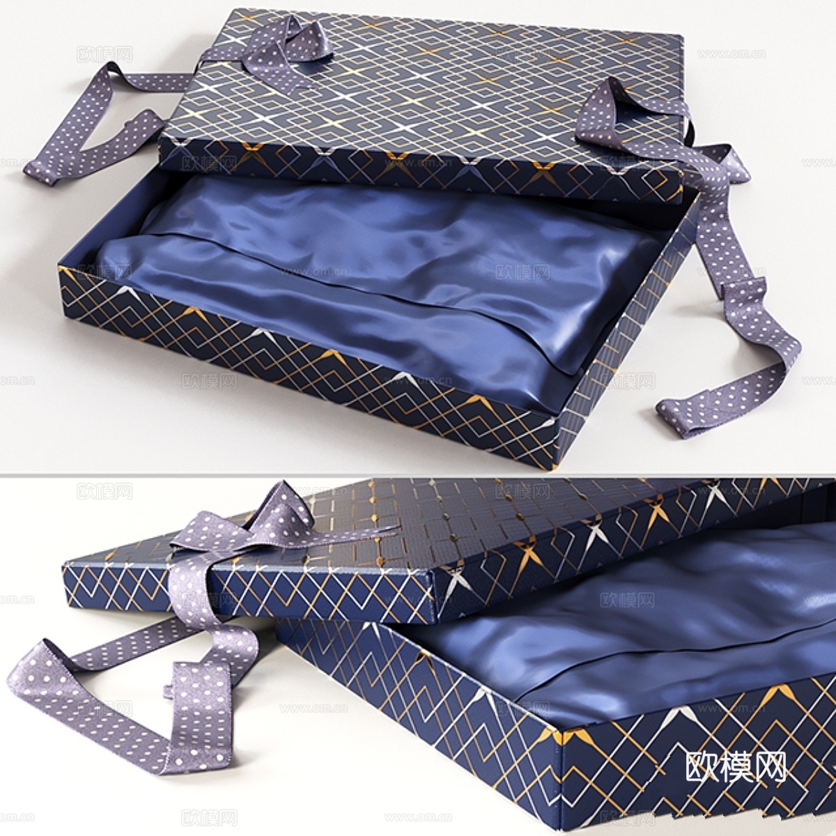 系缎带的开启礼盒3d模型下载