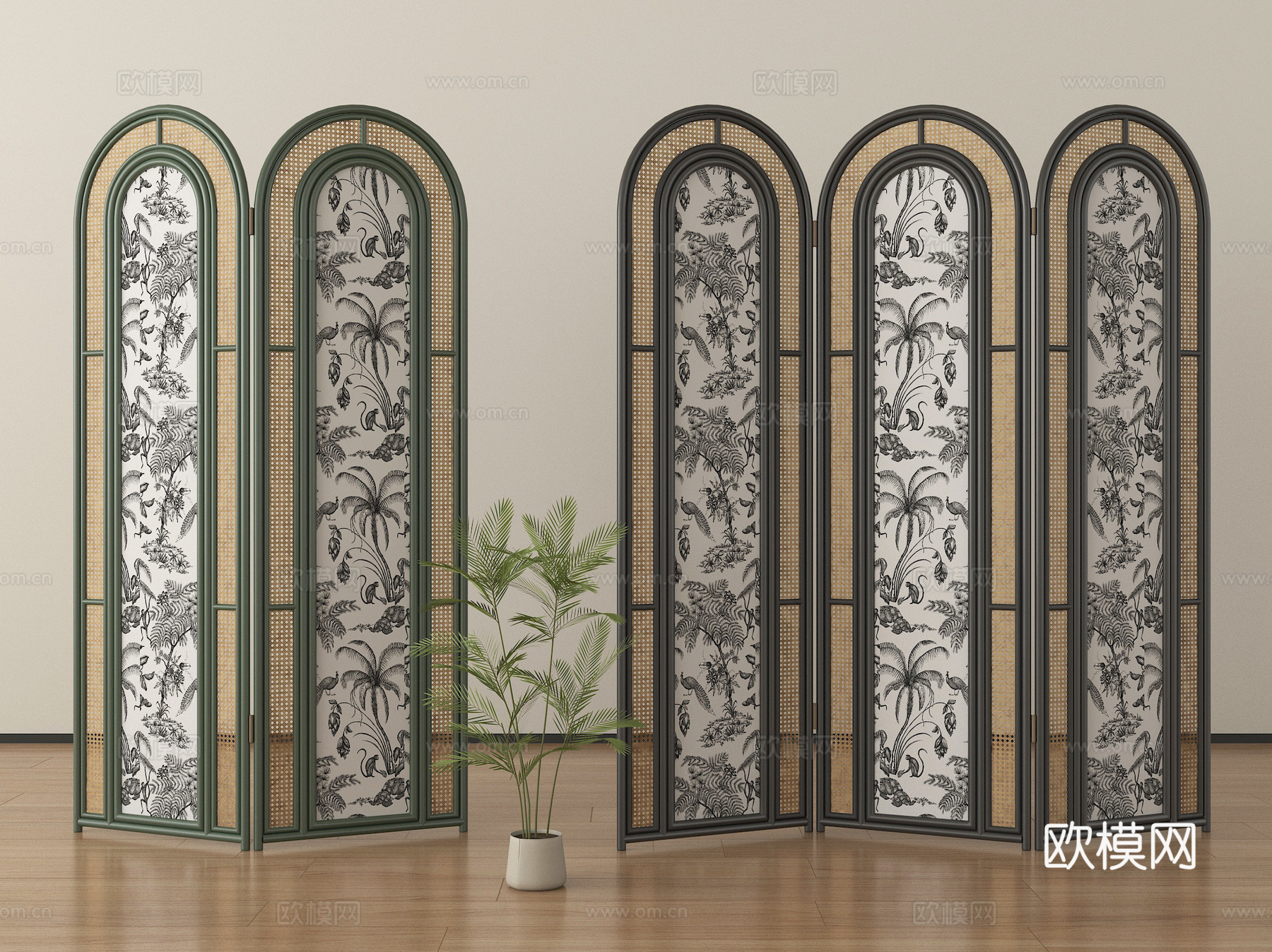 法式屏风 折叠屏风su模型