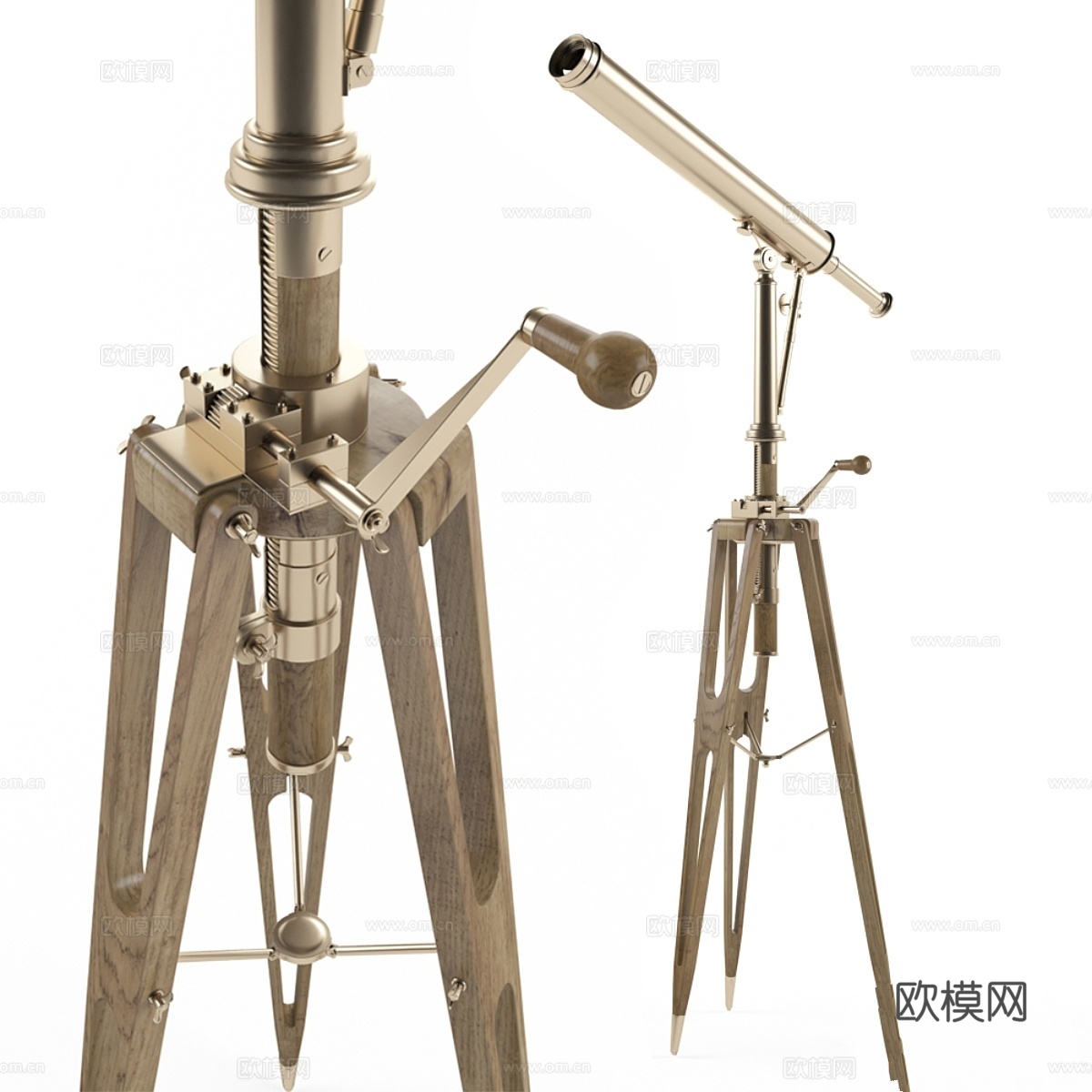 19世纪巴黎黄铜望远镜3d模型下载