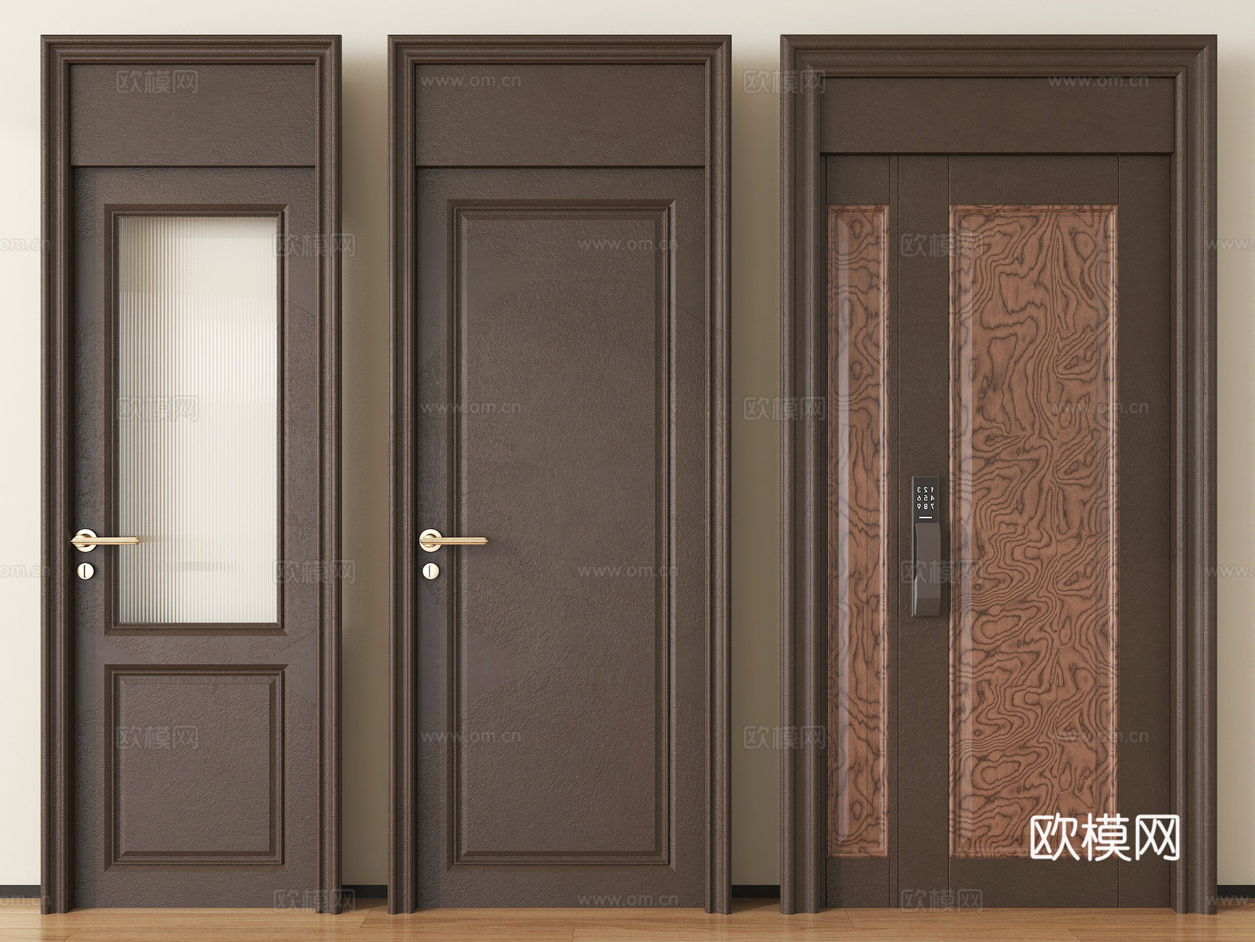 中古单开门 玻璃单开门 长虹玻璃单开门 木单开门su模型