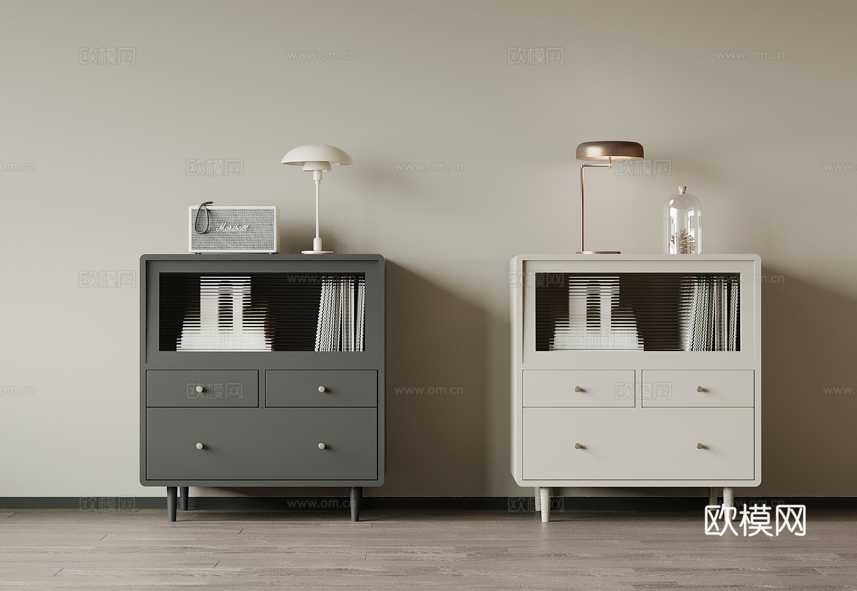 现代储物柜 矮柜 边柜su模型