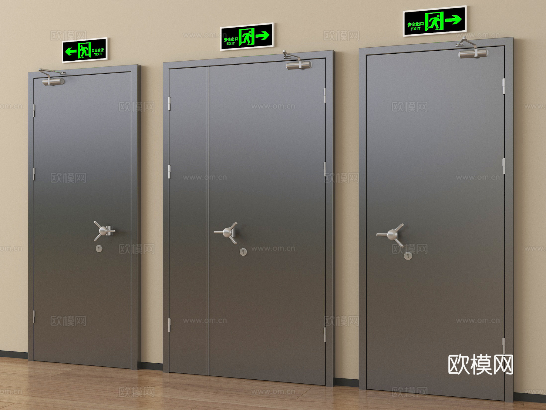 现代消防门 防火门安全出口su模型